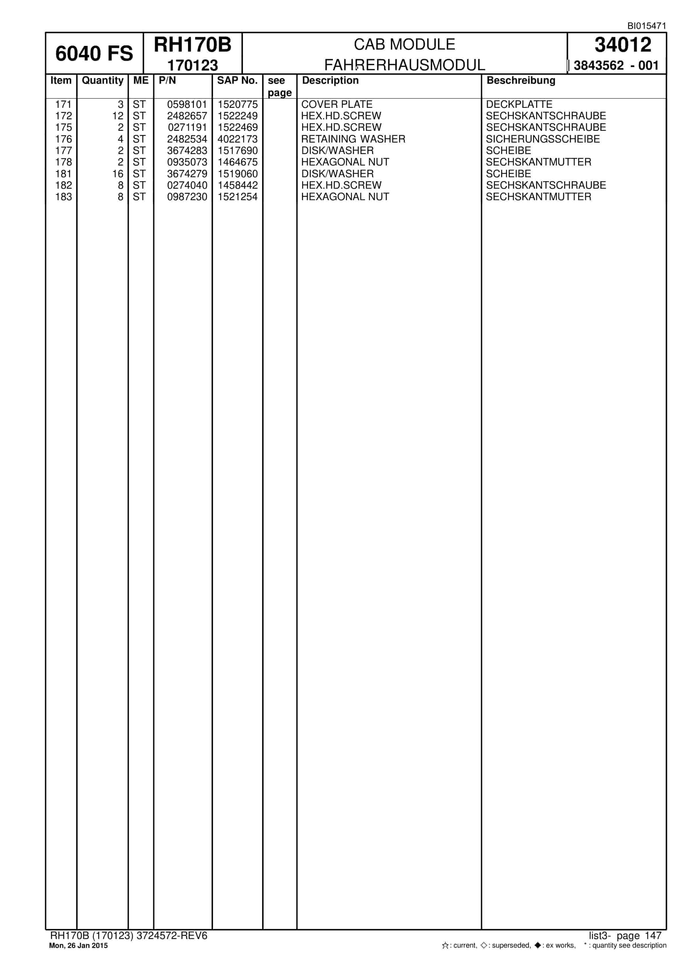 Caterpillar 6040 FS Hydraulic Shovel Spare Parts Manual BI015471-3
