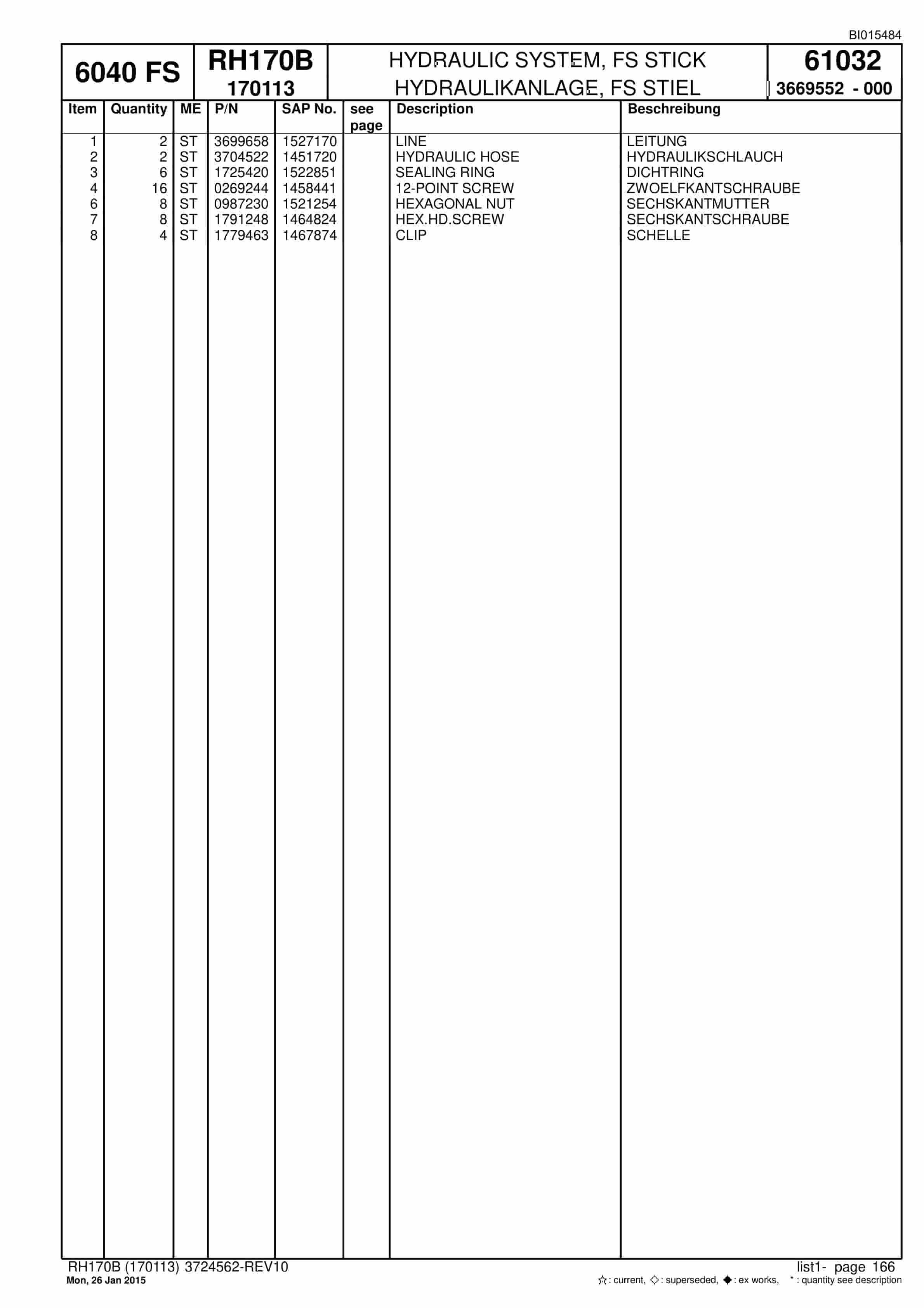 Caterpillar 6040 FS Hydraulic Shovel Spare Parts Manual BI015484-4