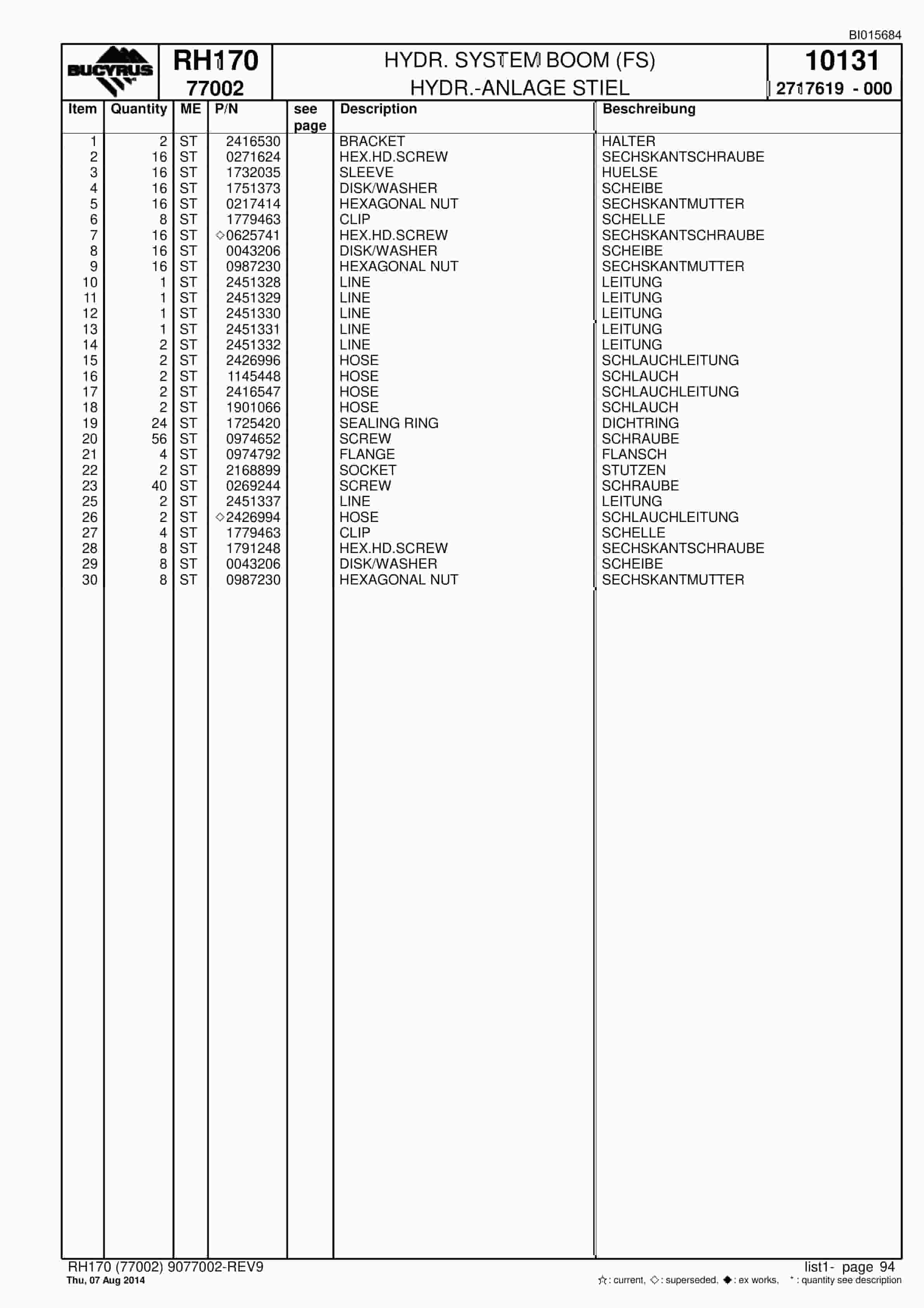 Caterpillar 6040 FS Hydraulic Shovel Spare Parts Manual BI015684-3