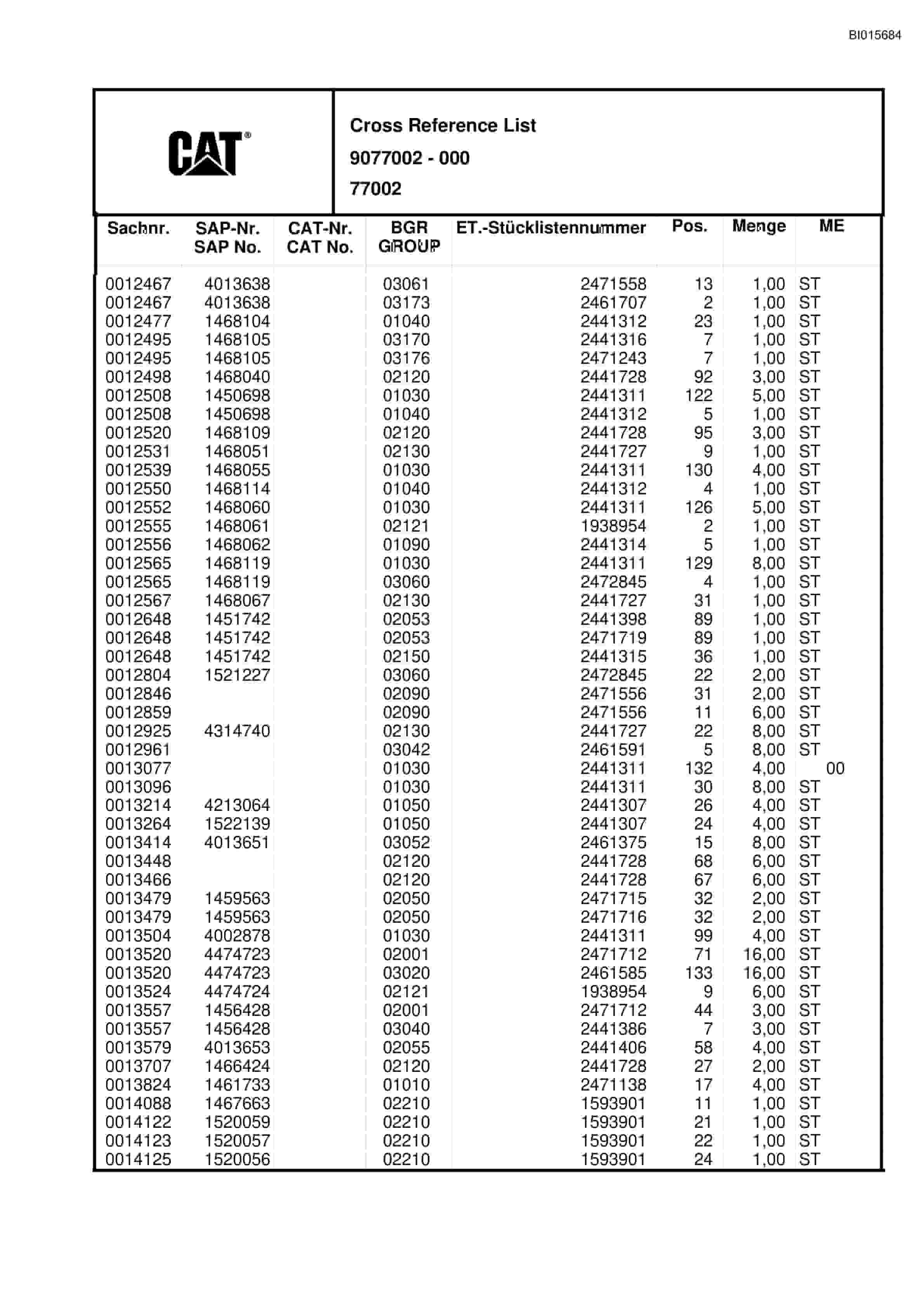 Caterpillar 6040 FS Hydraulic Shovel Spare Parts Manual BI015684-4