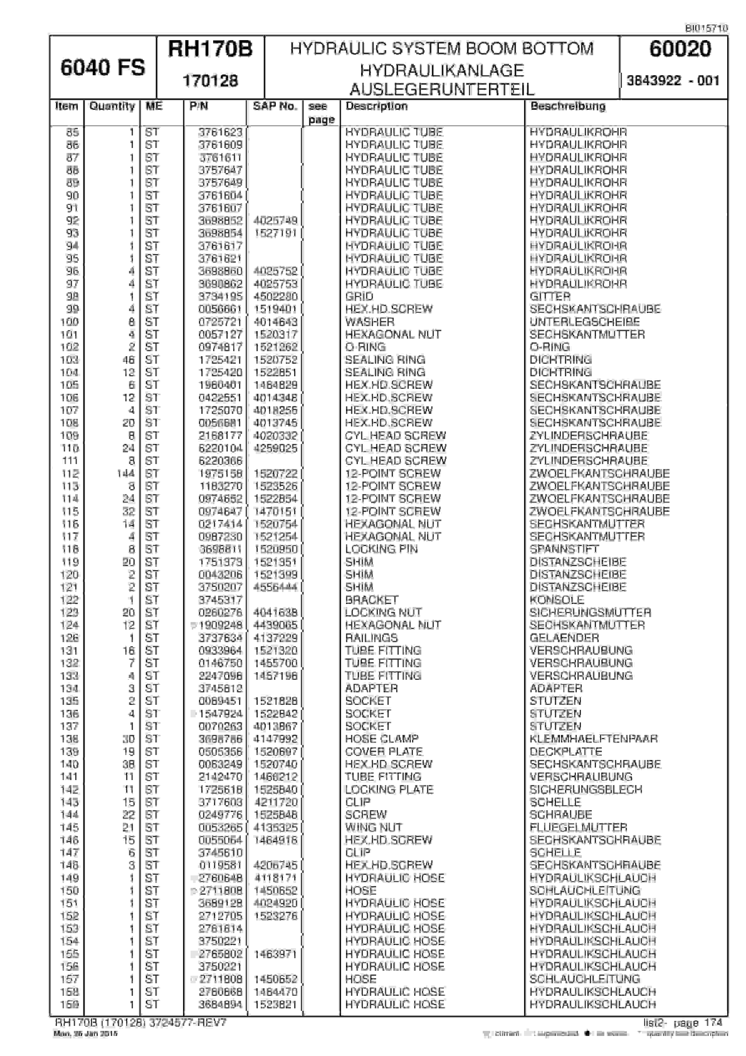 Caterpillar 6040 FS Hydraulic Shovel Spare Parts Manual BI015710-4