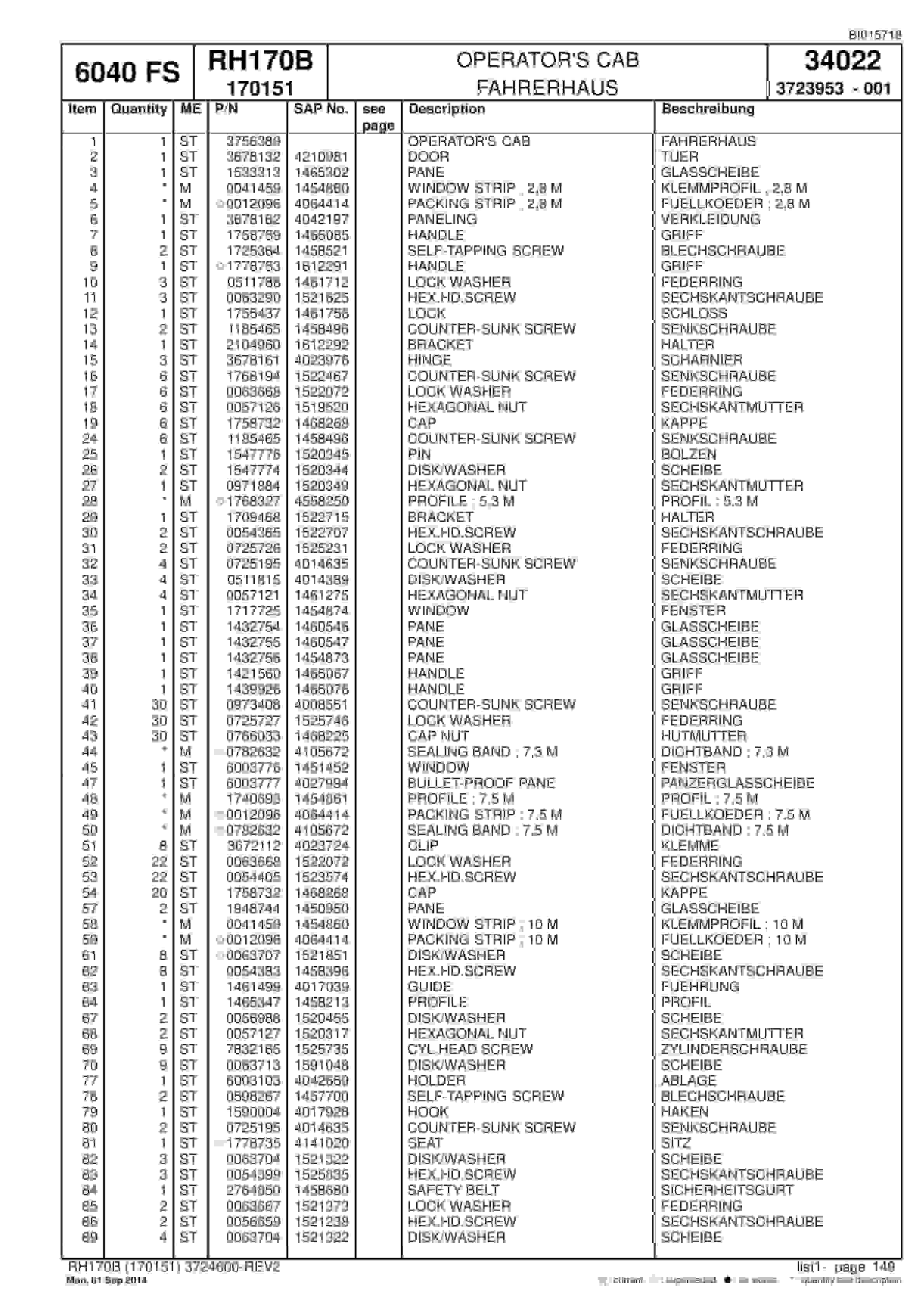 Caterpillar 6040 FS Hydraulic Shovel Spare Parts Manual BI015718-3