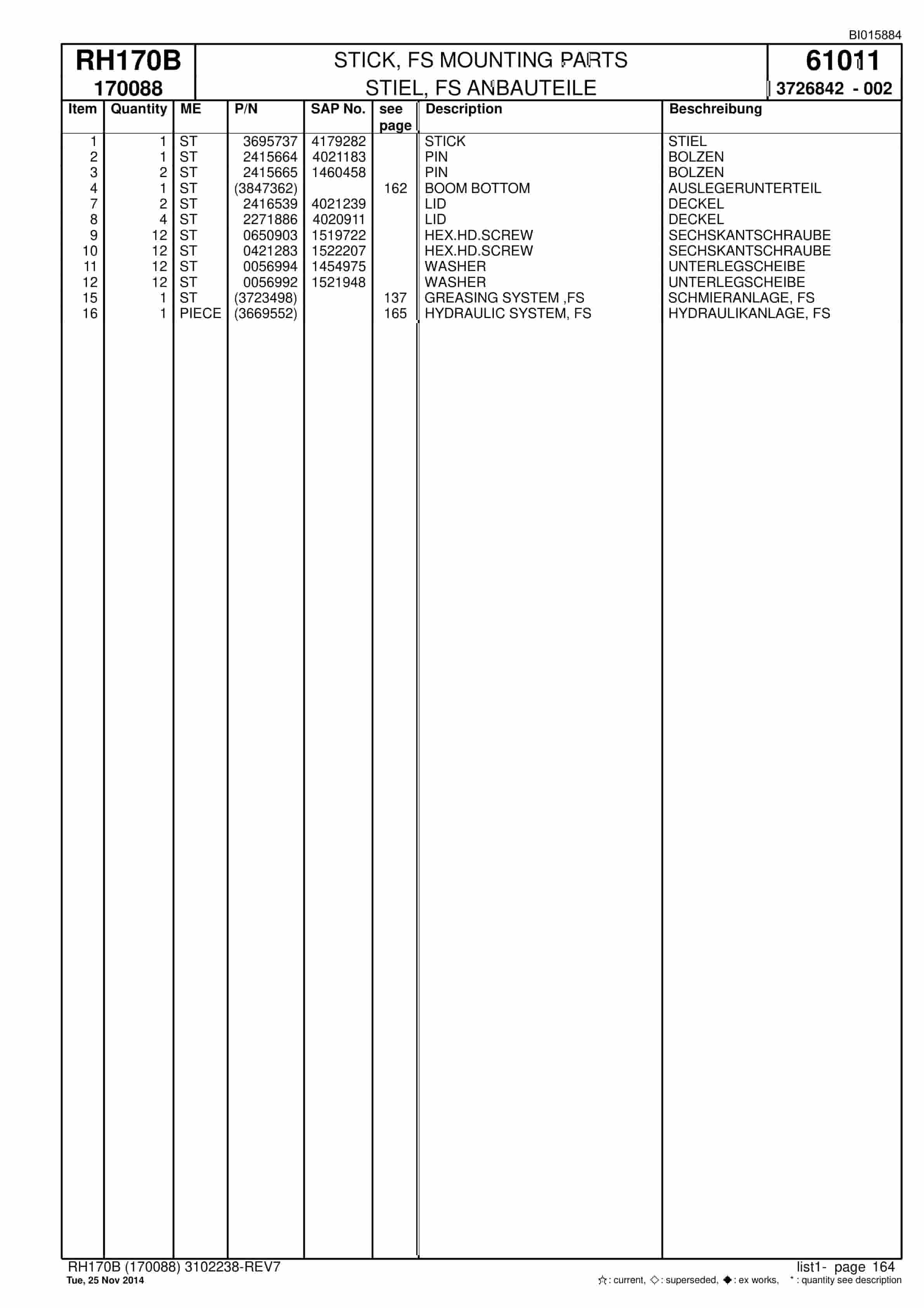 Caterpillar 6040 FS Hydraulic Shovel Spare Parts Manual BI015884-4