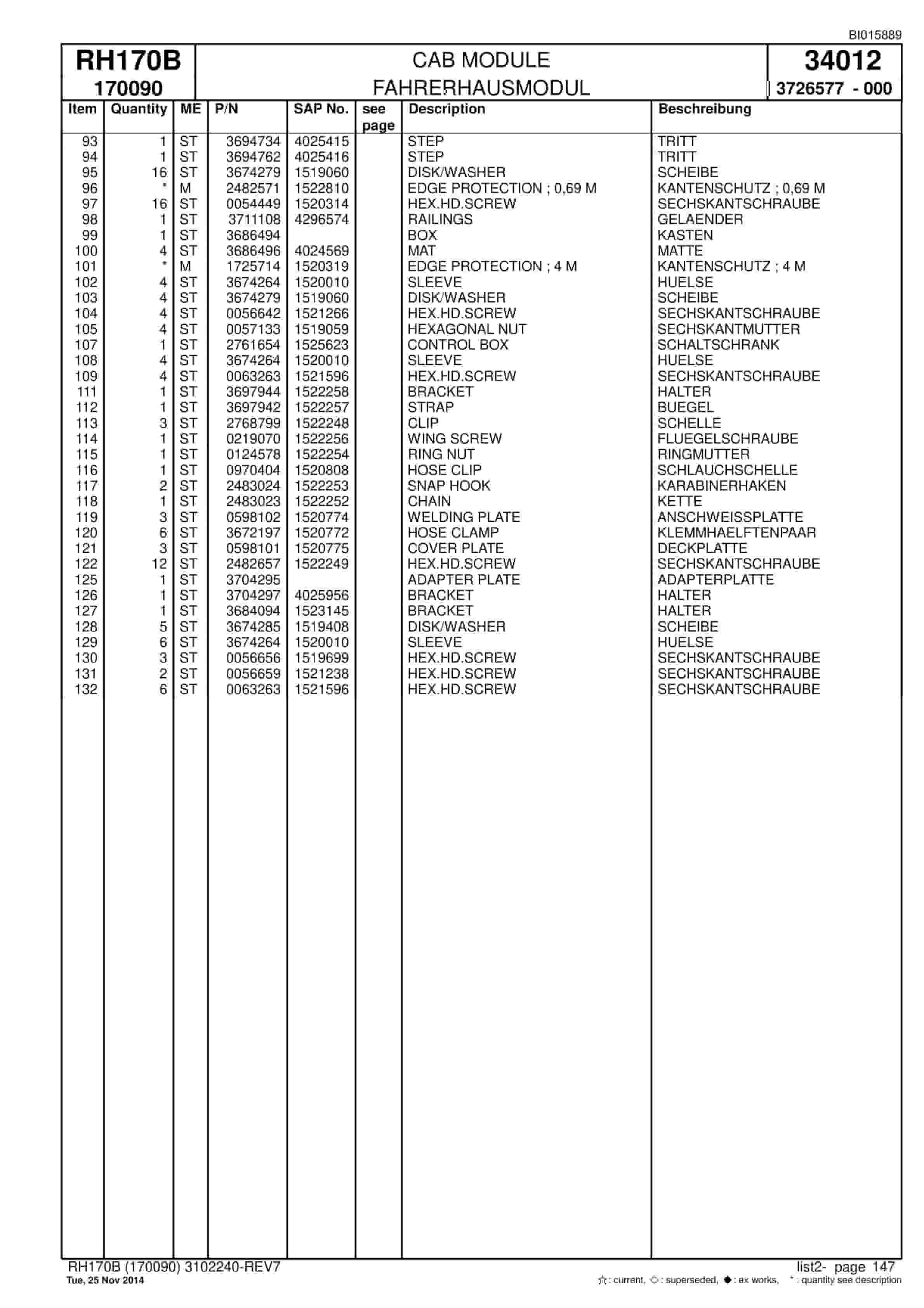 Caterpillar 6040 FS Hydraulic Shovel Spare Parts Manual BI015889-3