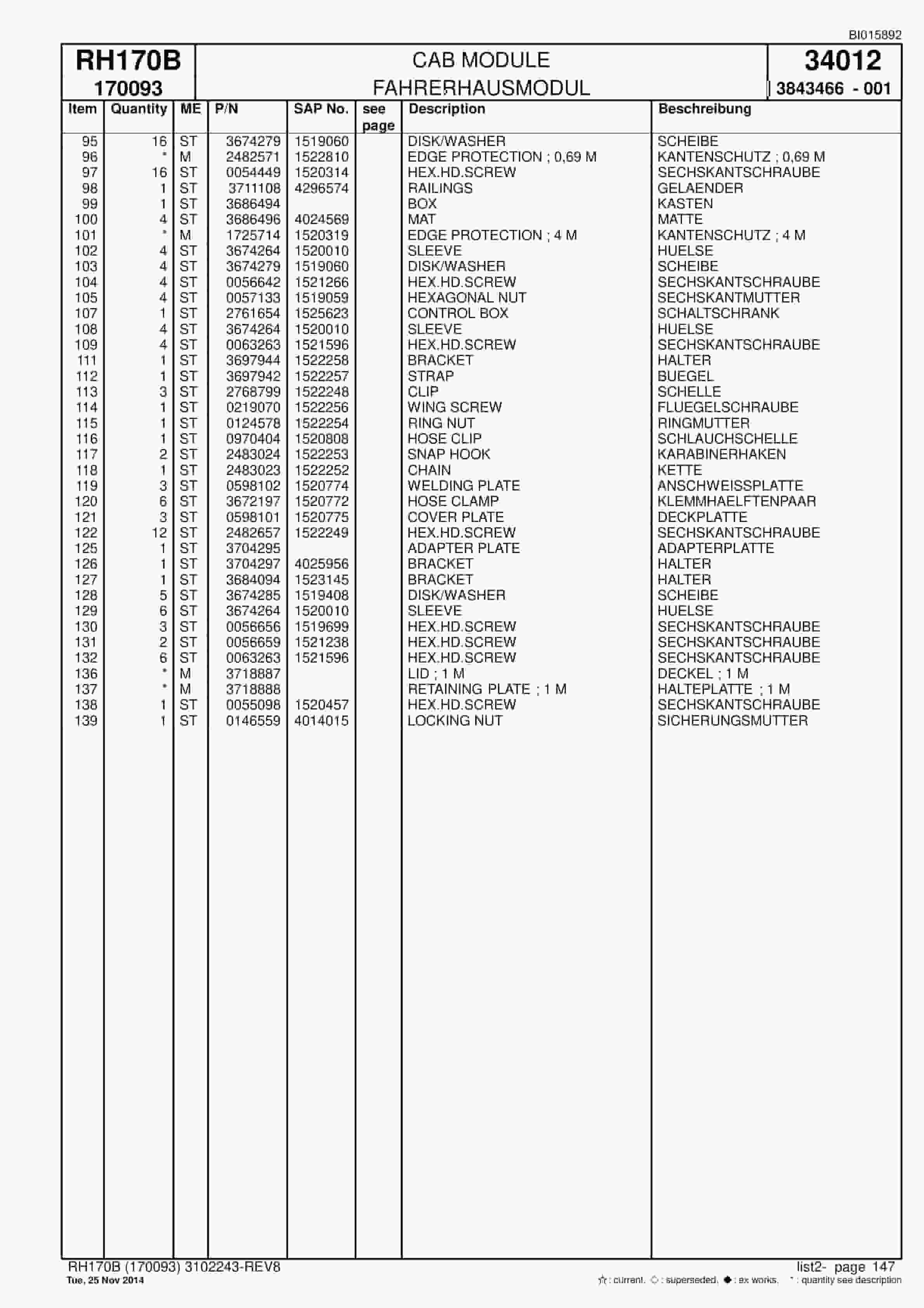 Caterpillar 6040 FS Hydraulic Shovel Spare Parts Manual BI015892-3