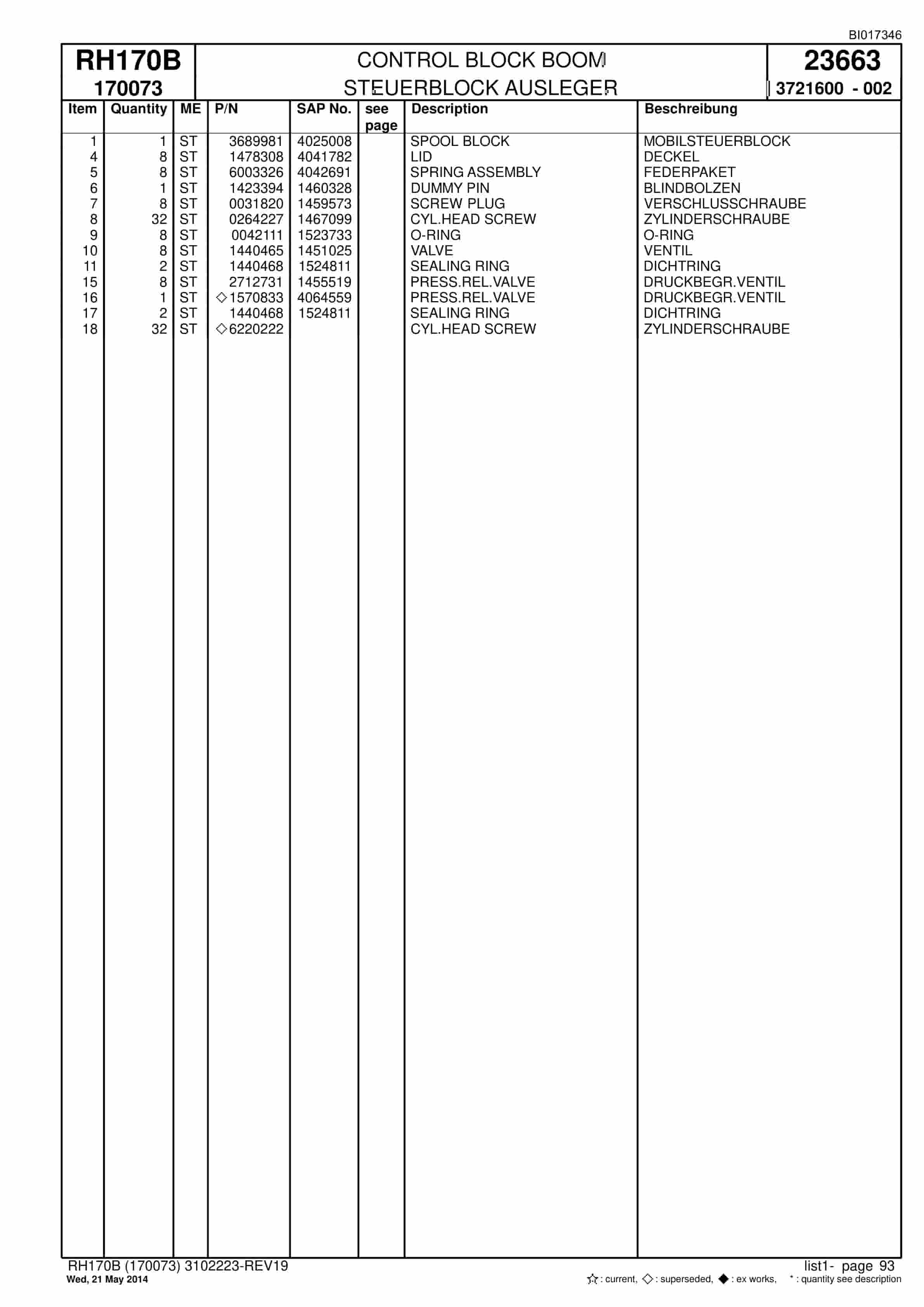 Caterpillar 6040 FS Hydraulic Shovel Spare Parts Manual BI017346-2