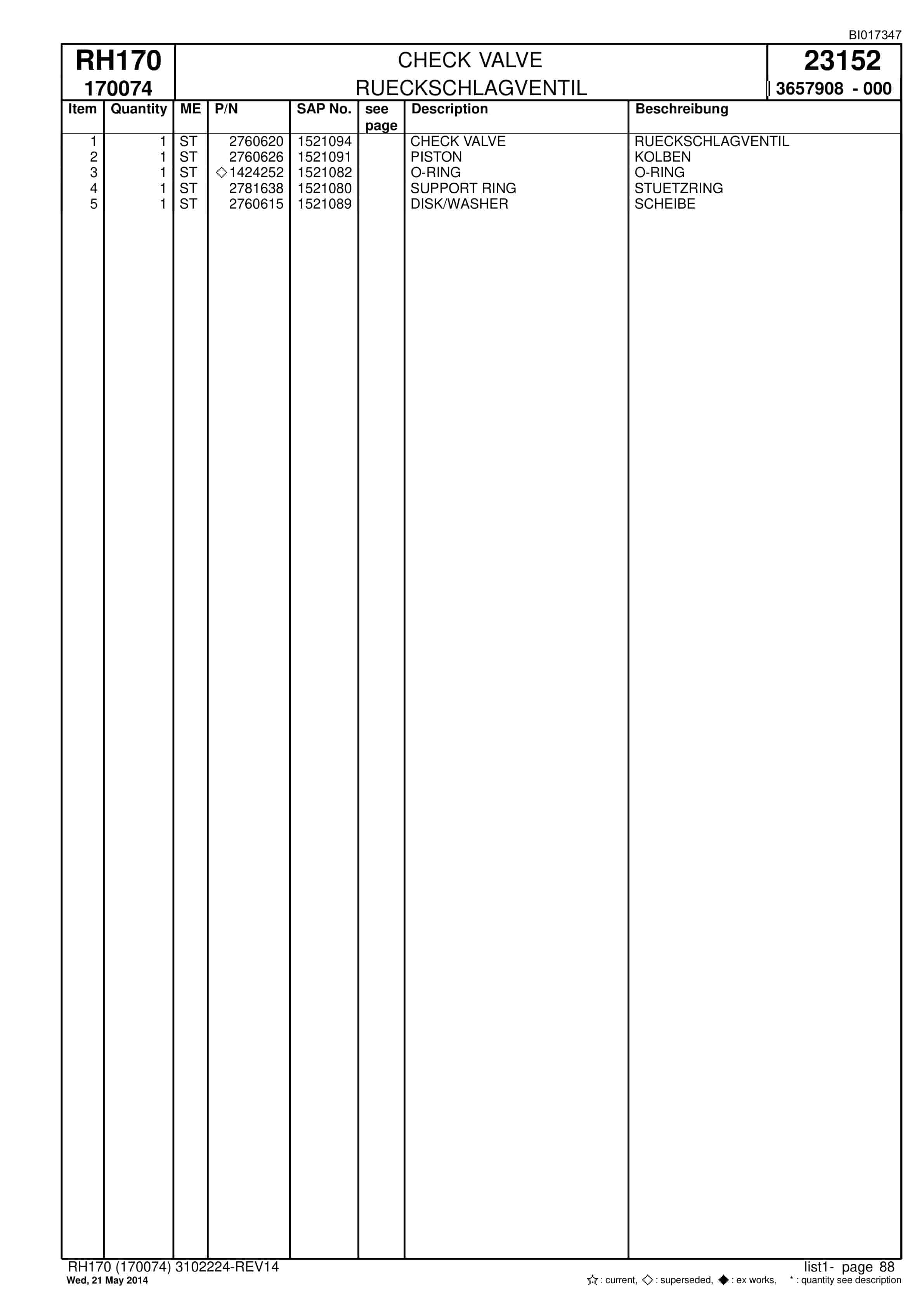 Caterpillar 6040 FS Hydraulic Shovel Spare Parts Manual BI017347-2