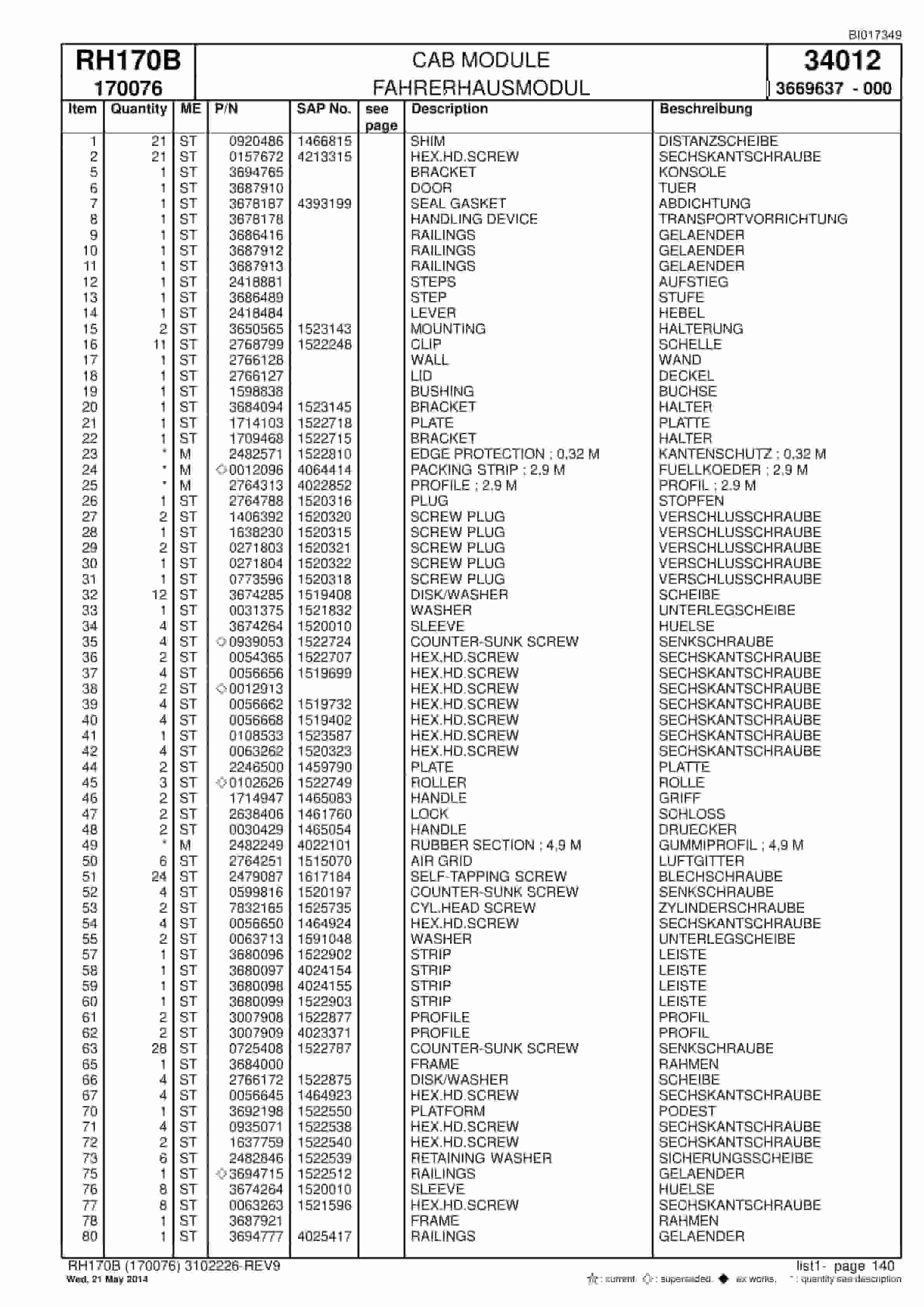 Caterpillar 6040 FS Hydraulic Shovel Spare Parts Manual BI017349-3
