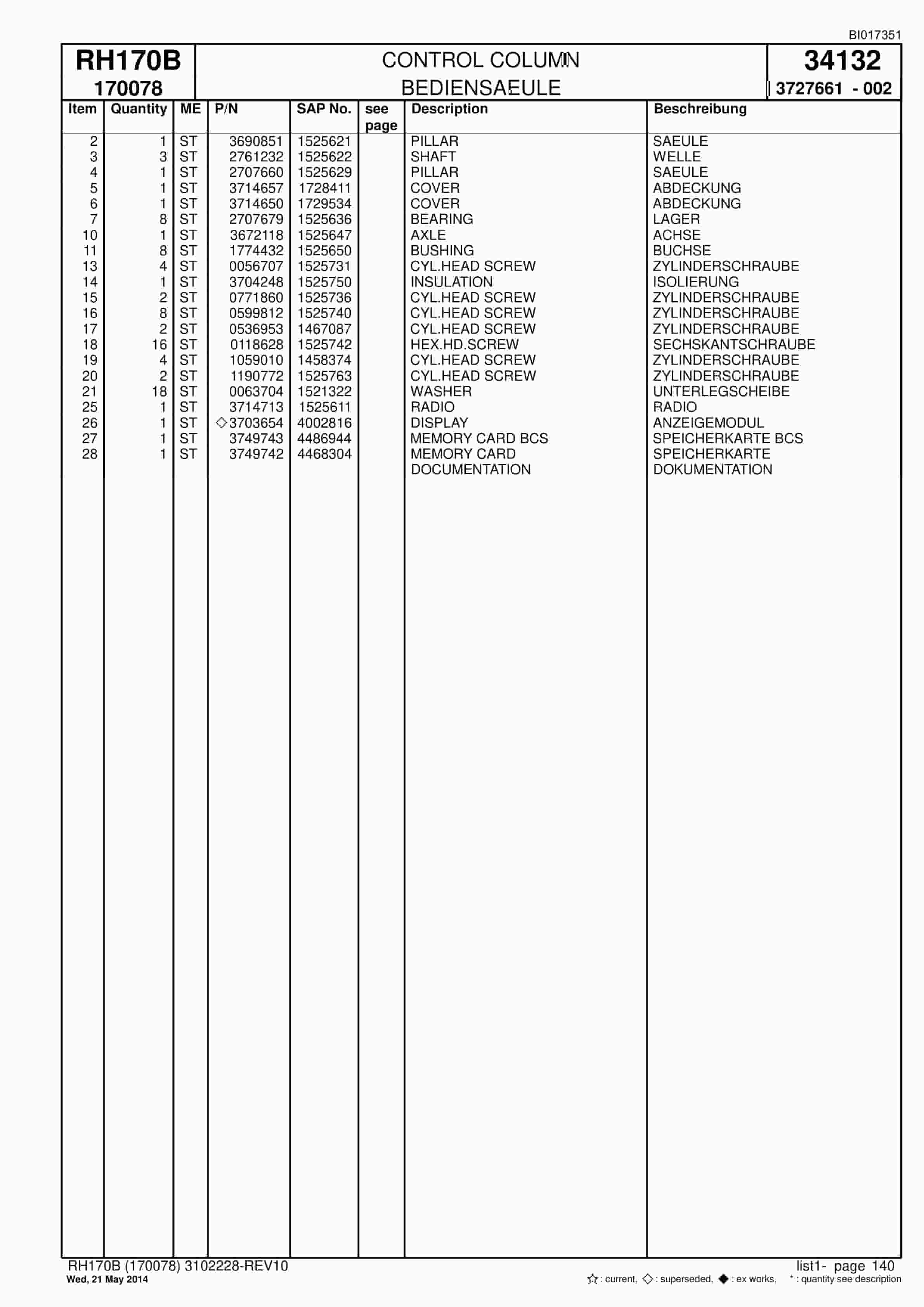 Caterpillar 6040 FS Hydraulic Shovel Spare Parts Manual BI017351-3