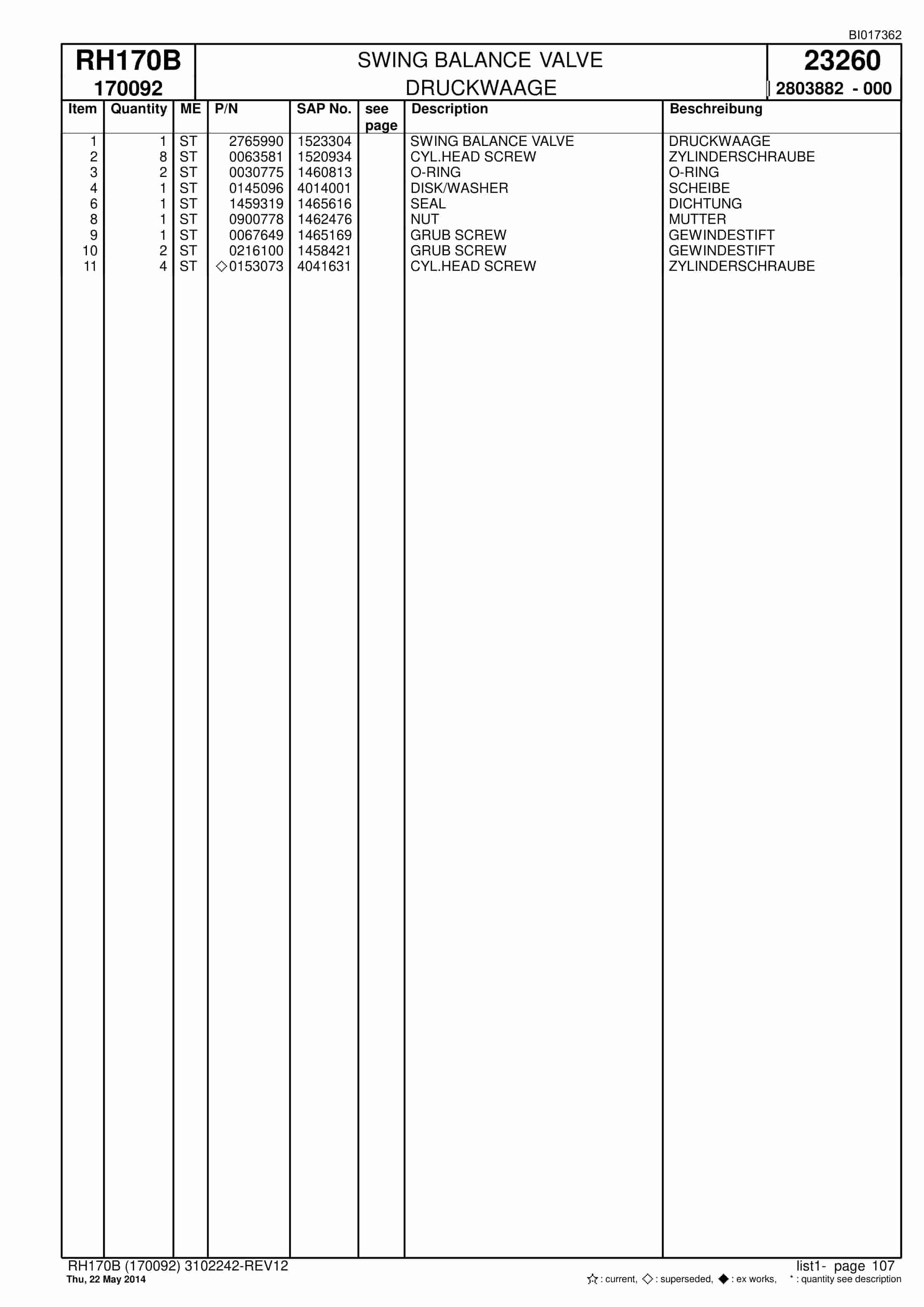 Caterpillar 6040 FS Hydraulic Shovel Spare Parts Manual BI017362-2
