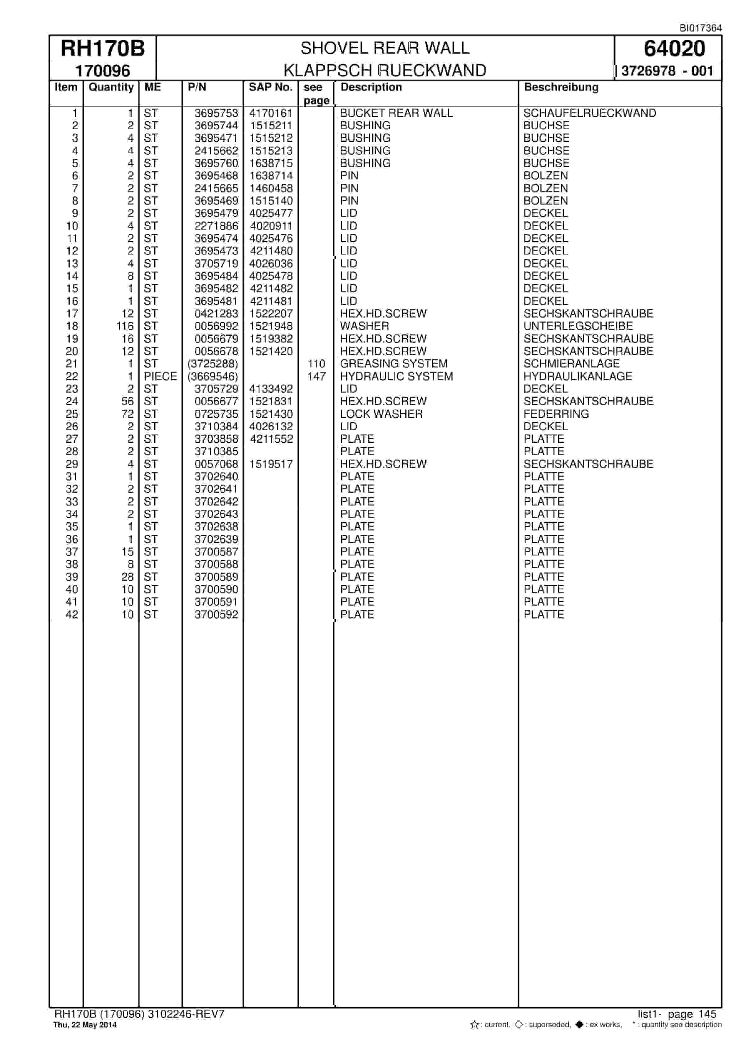 Caterpillar 6040 FS Hydraulic Shovel Spare Parts Manual BI017364-4