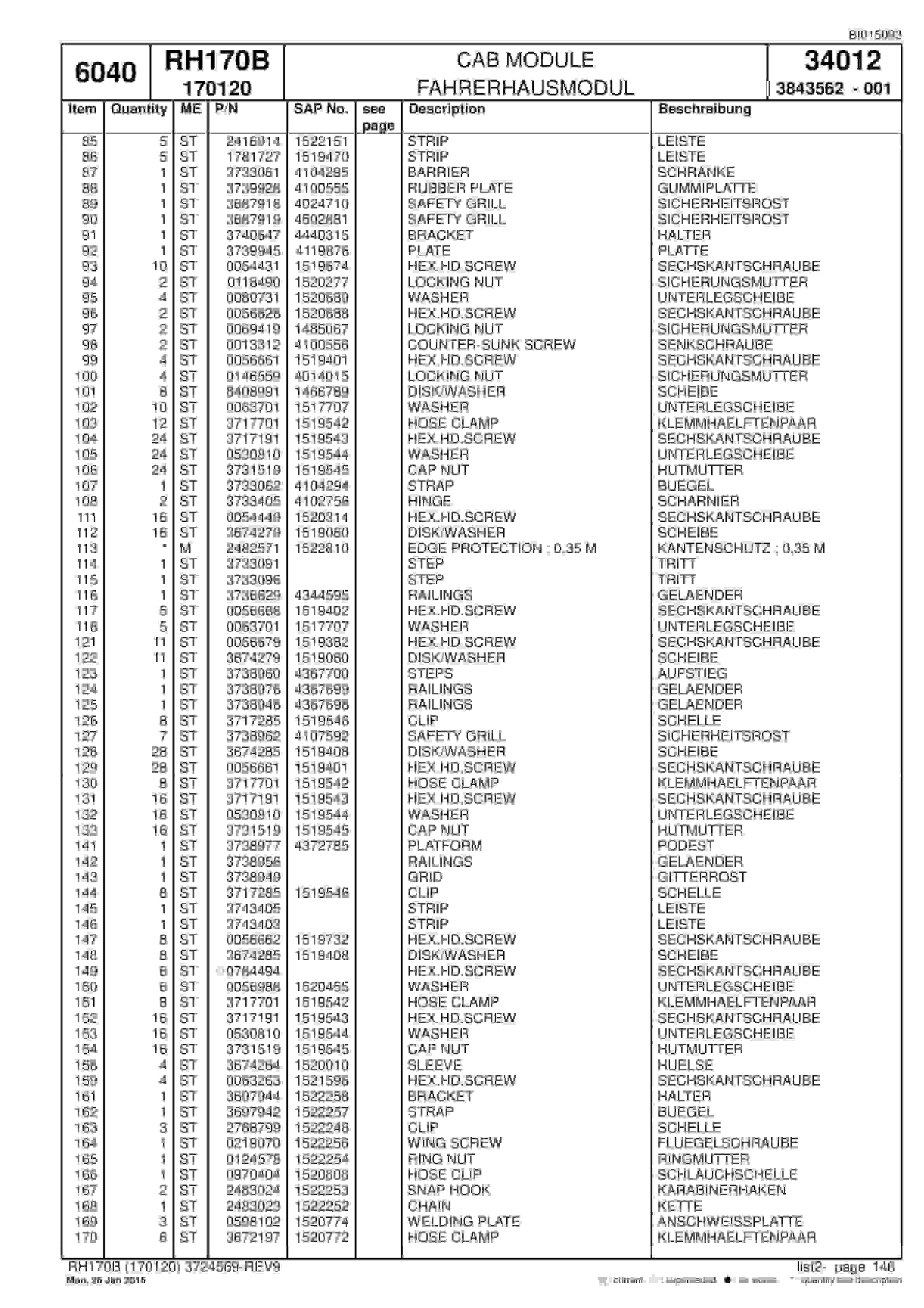 Caterpillar 6040 Hydraulic Shovel Spare Parts Manual BI015093-3