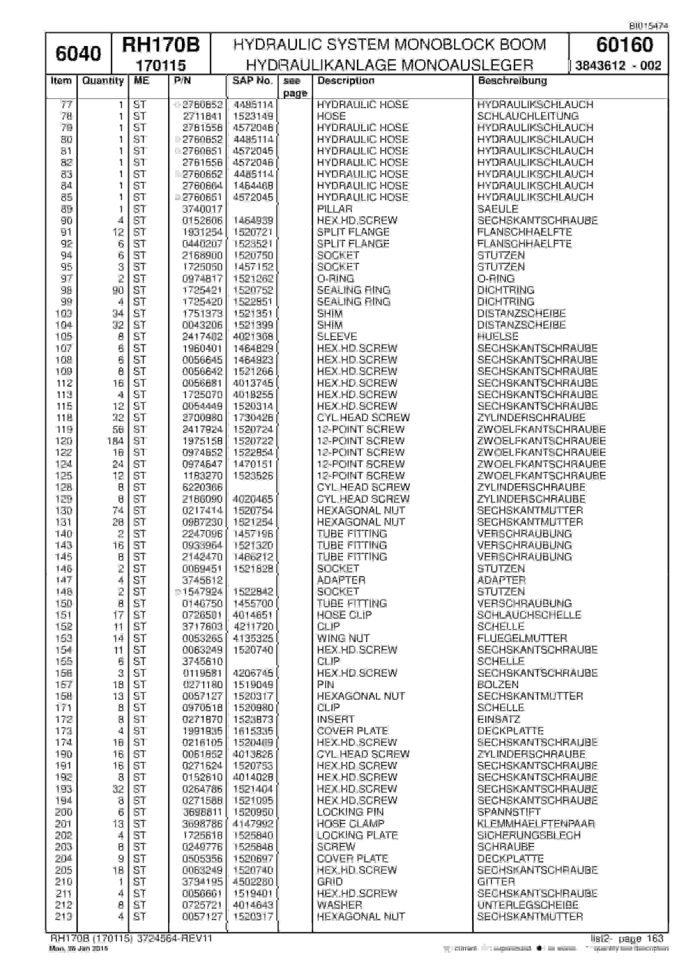 Caterpillar 6040 Hydraulic Shovel Spare Parts Manual BI015474-4