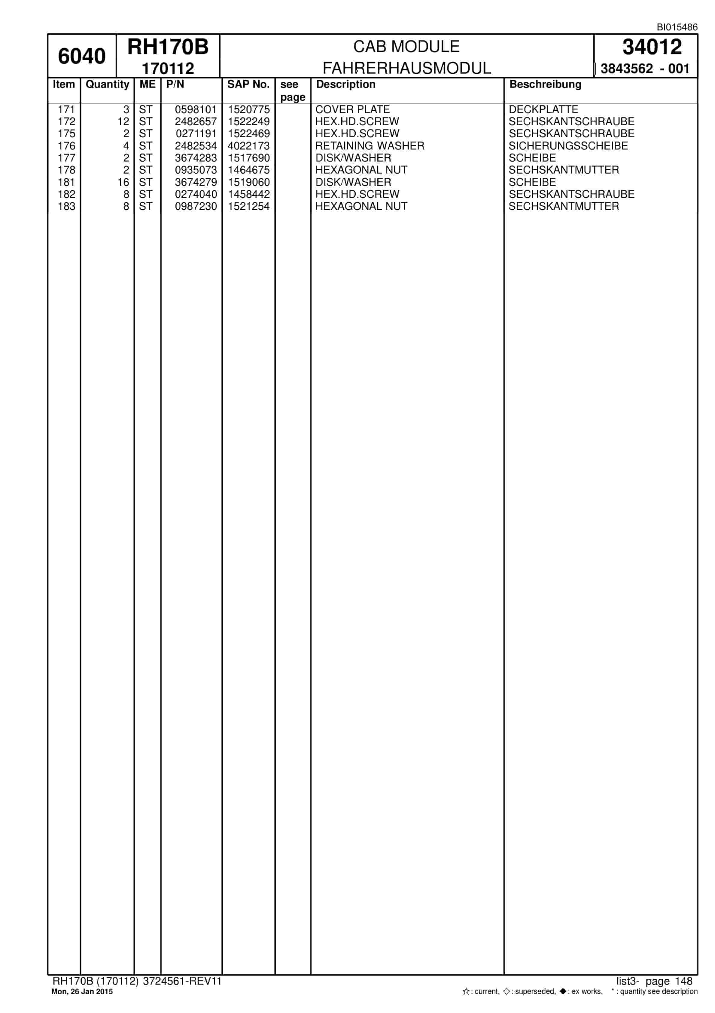 Caterpillar 6040 Hydraulic Shovel Spare Parts Manual BI015486-3