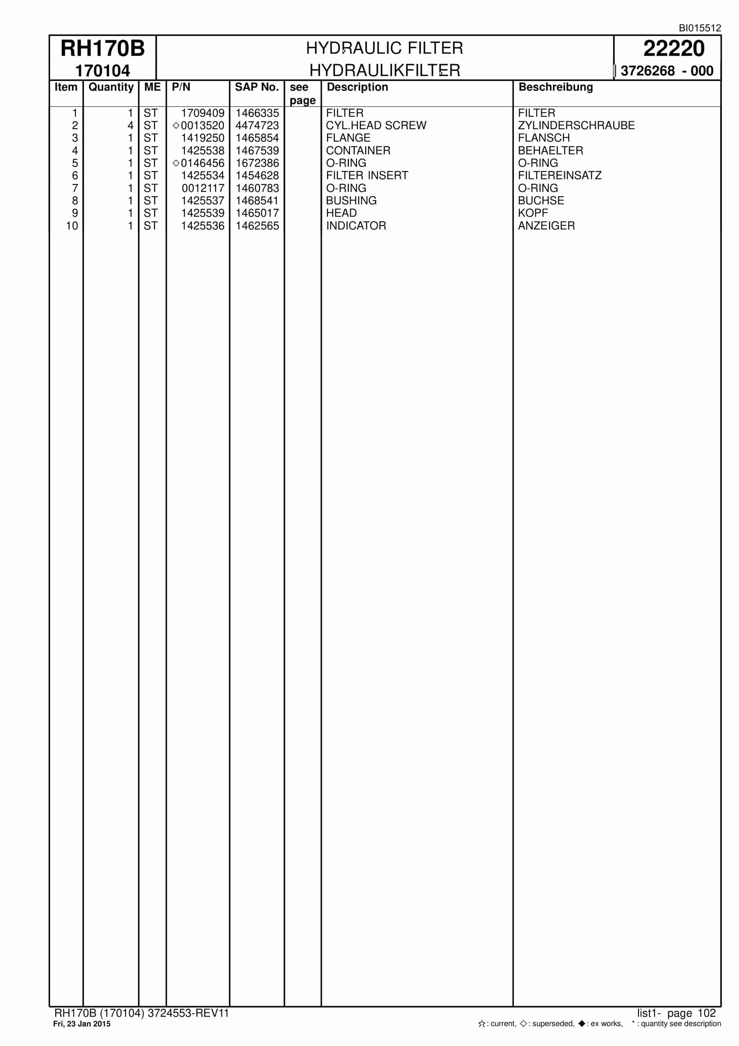 Caterpillar 6040 Hydraulic Shovel Spare Parts Manual BI015512-2