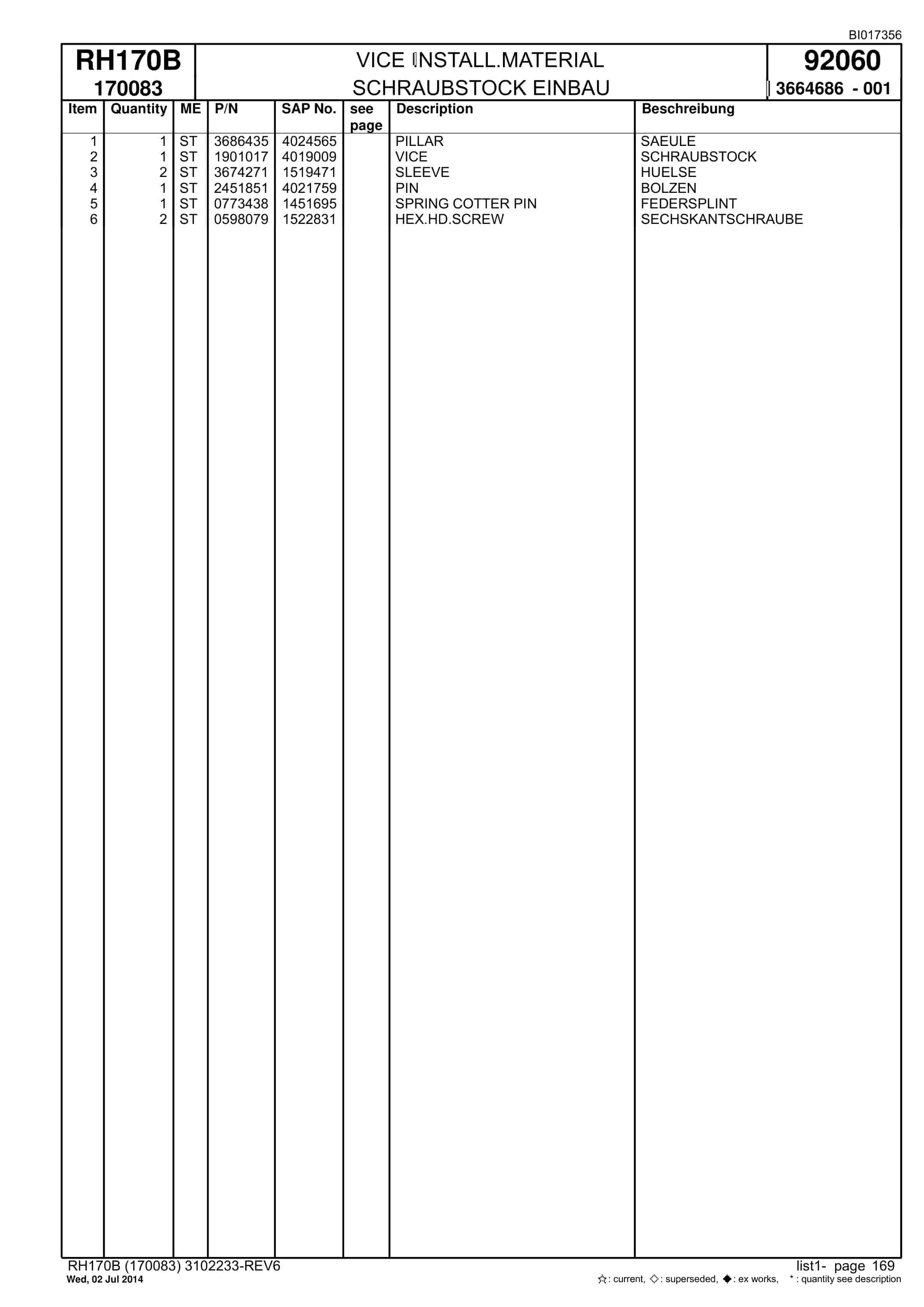 Caterpillar 6040 Hydraulic Shovel Spare Parts Manual BI017356-5