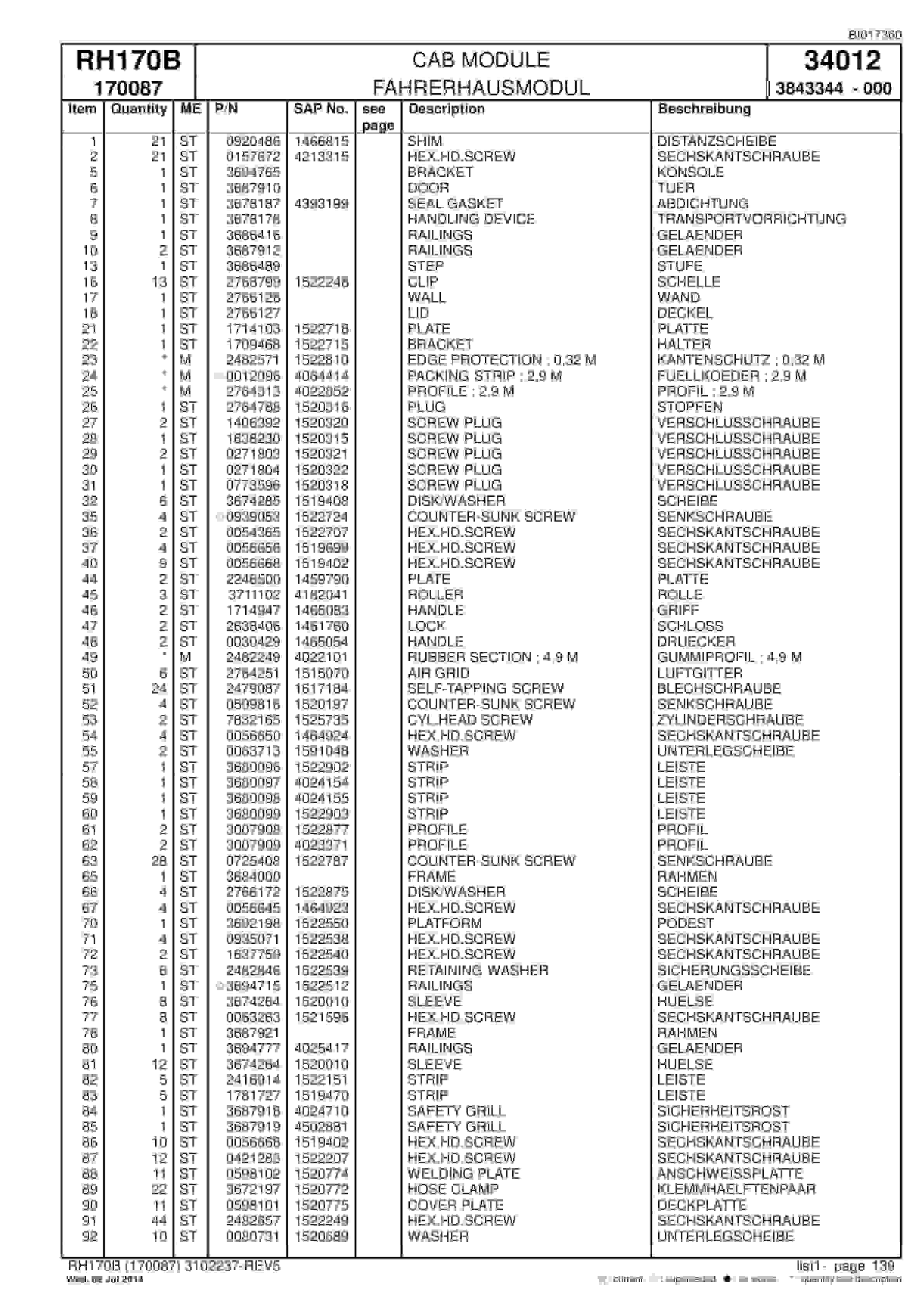 Caterpillar 6040 Hydraulic Shovel Spare Parts Manual BI017360-3