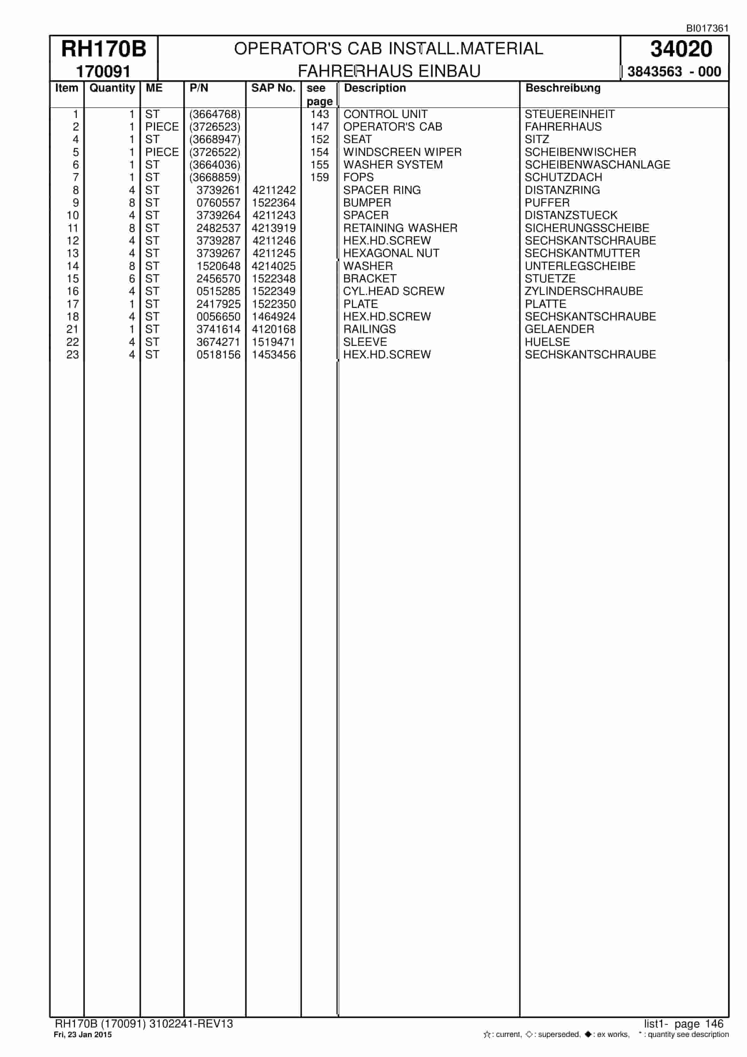 Caterpillar 6040 Hydraulic Shovel Spare Parts Manual BI017361-3