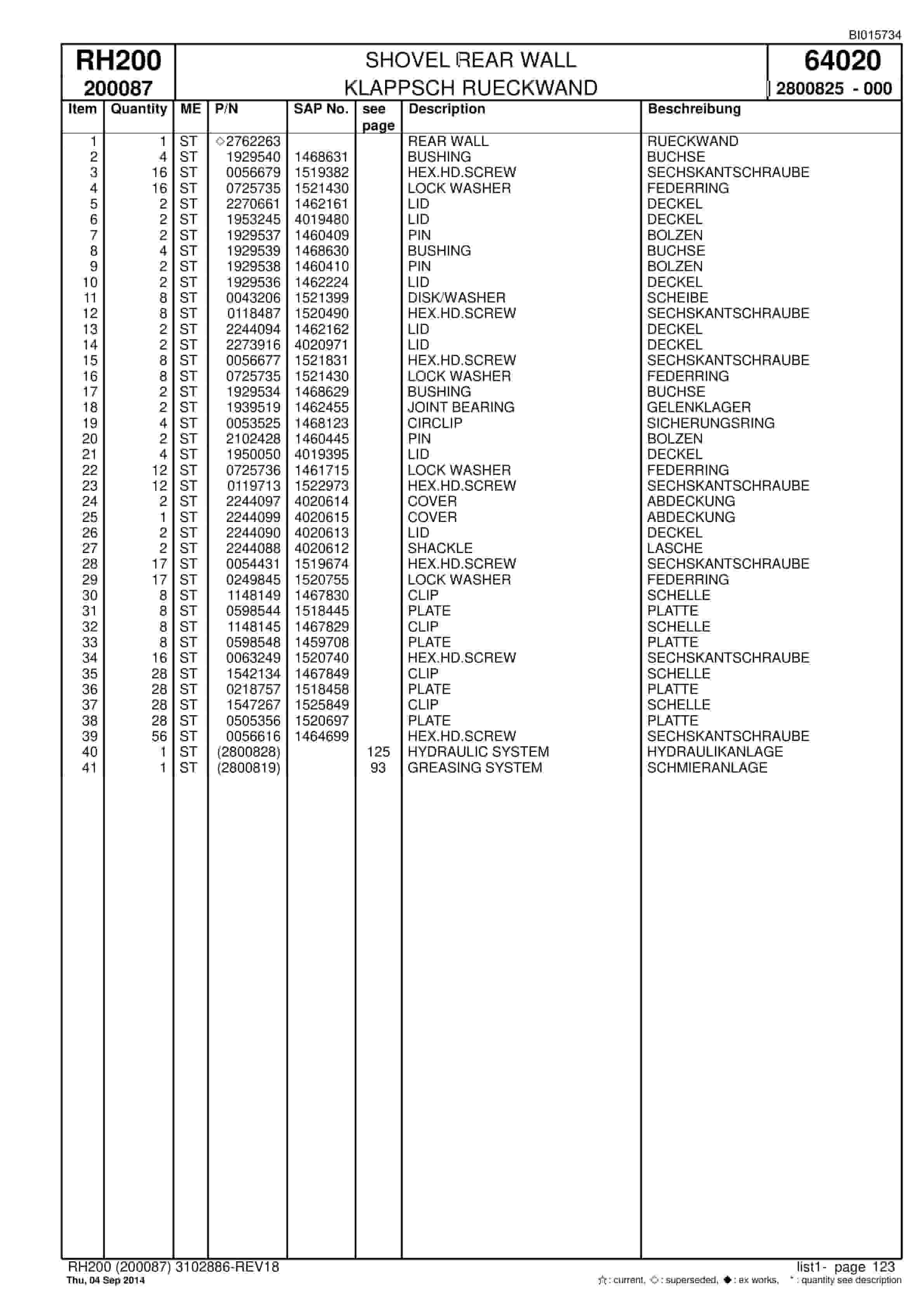 Caterpillar 6050 AC FS Hydraulic Shovel Spare Parts Manual BI015734-4
