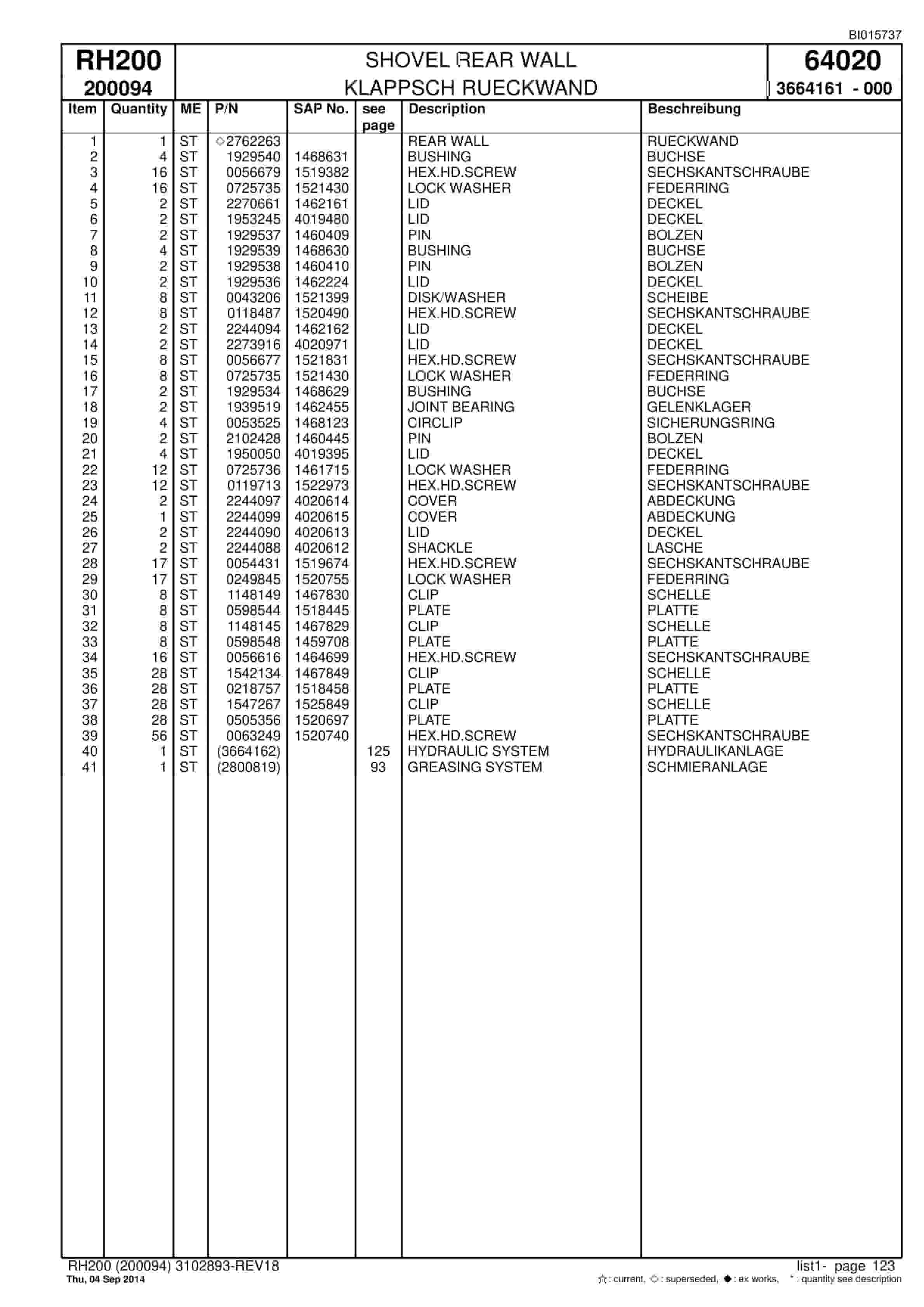 Caterpillar 6050 AC FS Hydraulic Shovel Spare Parts Manual BI015737-4