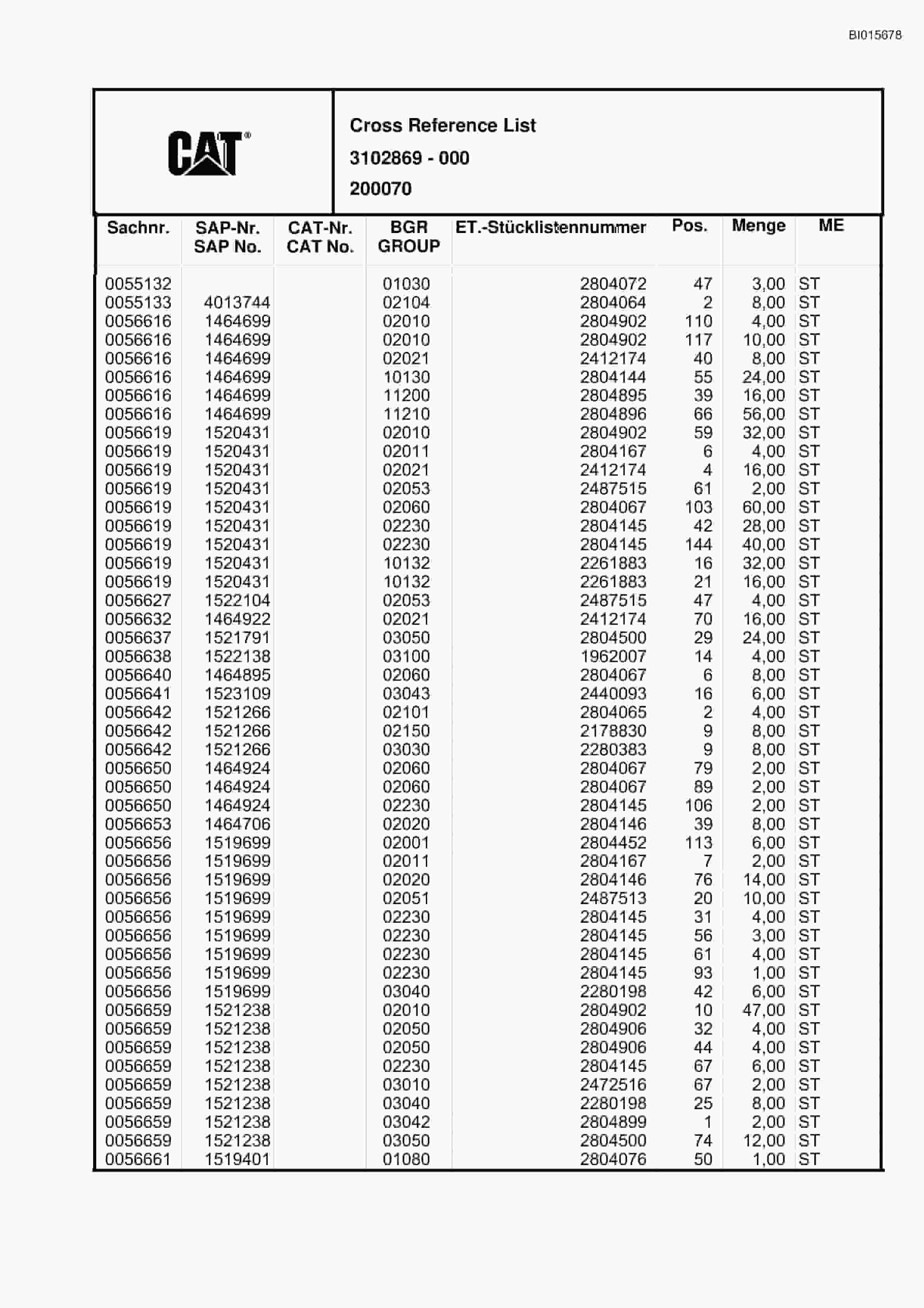 Caterpillar 6050 FS Hydraulic Shovel Spare Parts Manual BI015678-5