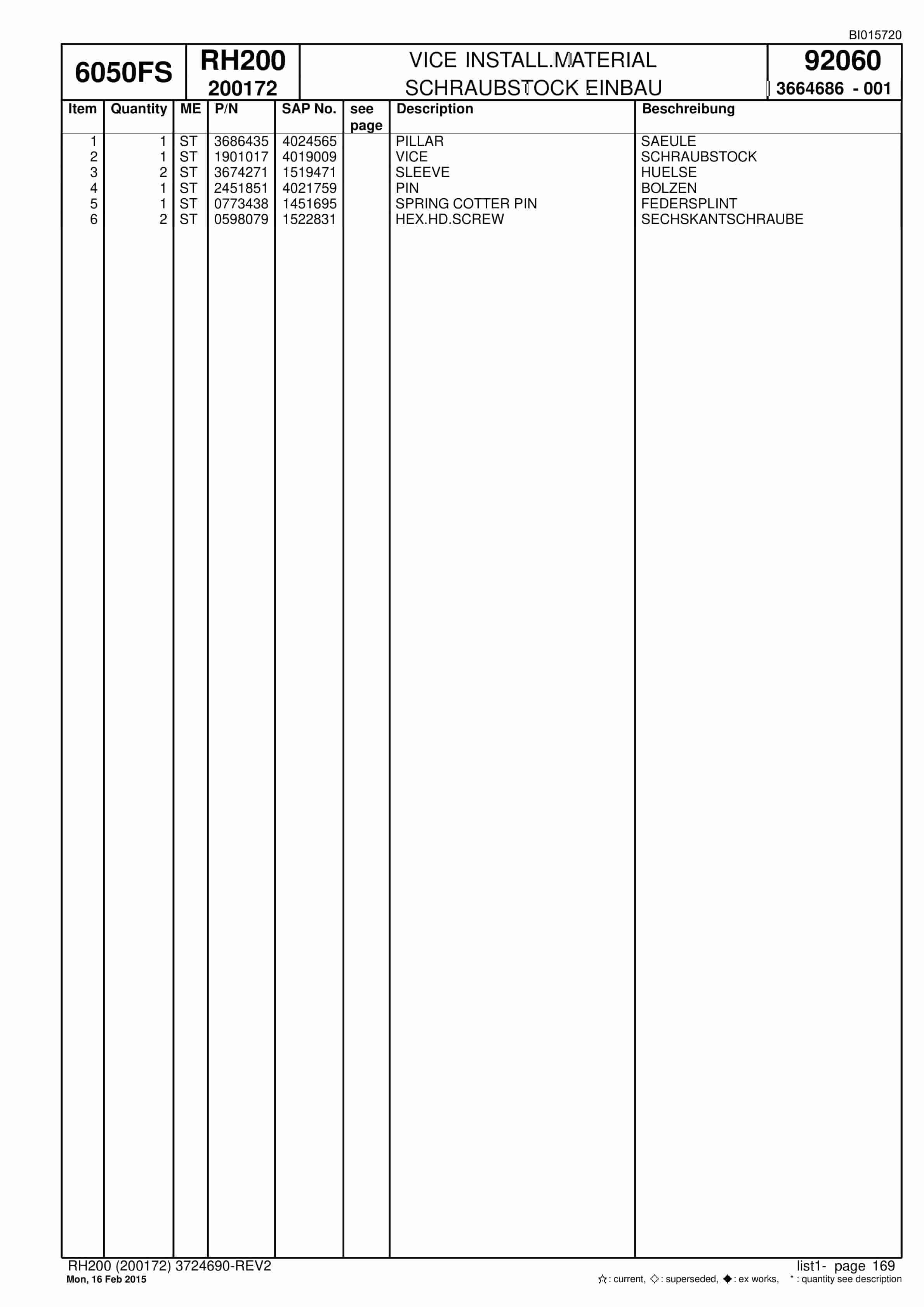 Caterpillar 6050 FS Hydraulic Shovel Spare Parts Manual BI015720-5