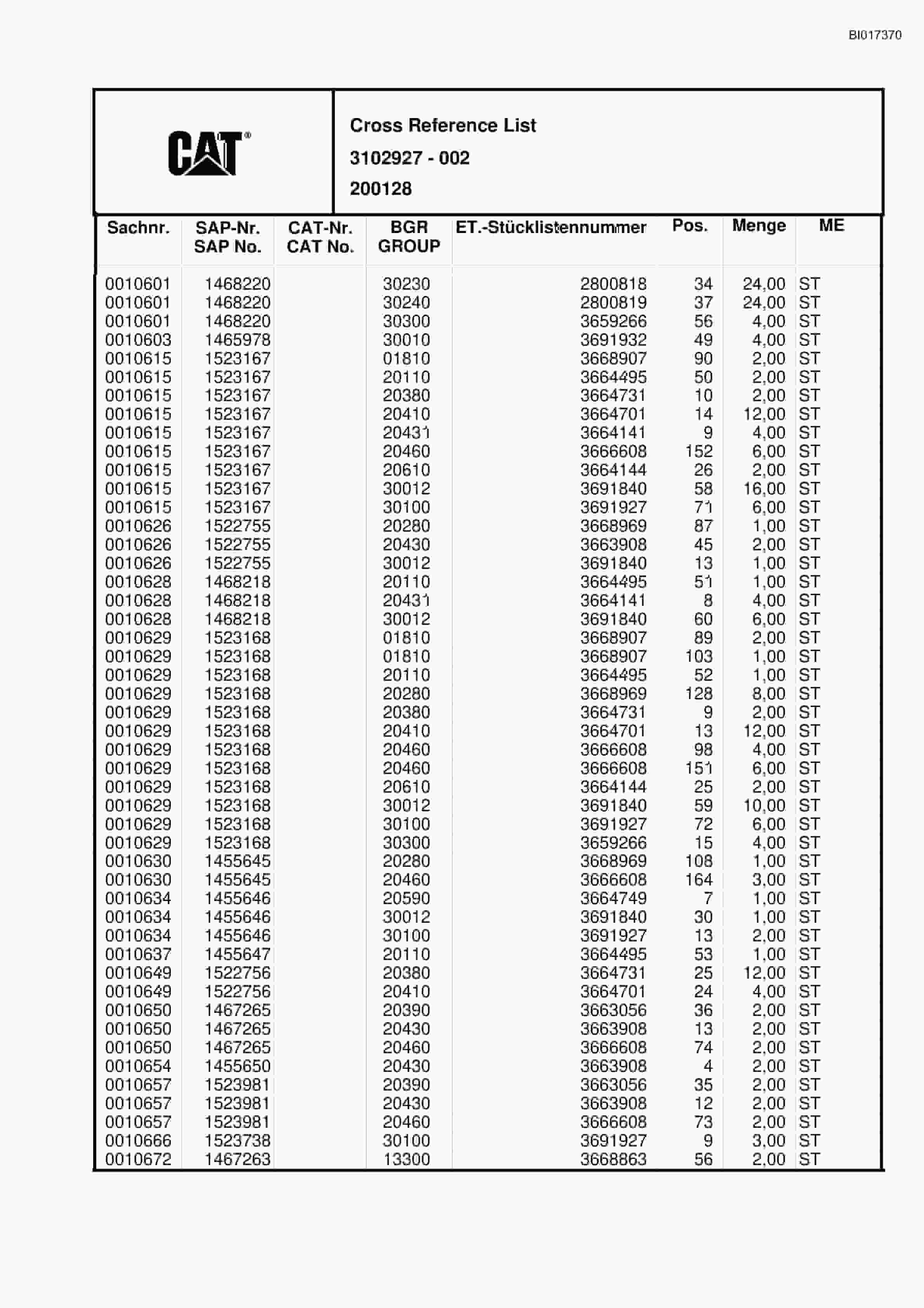 Caterpillar 6050 FS Hydraulic Shovel Spare Parts Manual BI017370-5