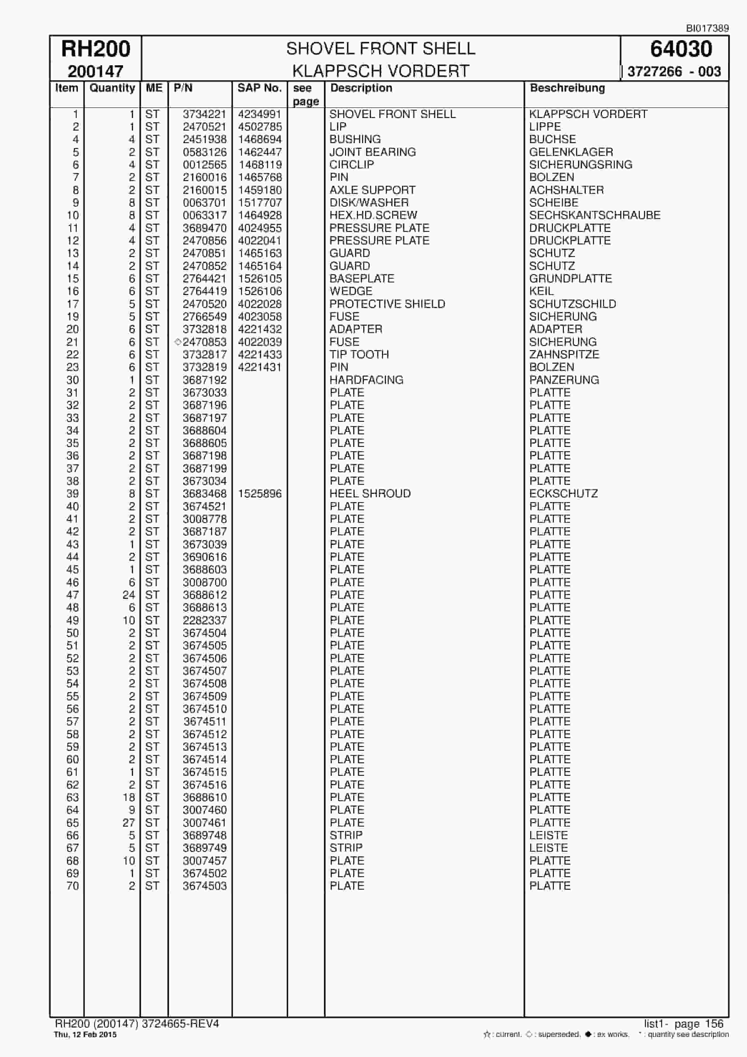 Caterpillar 6050 FS Hydraulic Shovel Spare Parts Manual BI017389-4