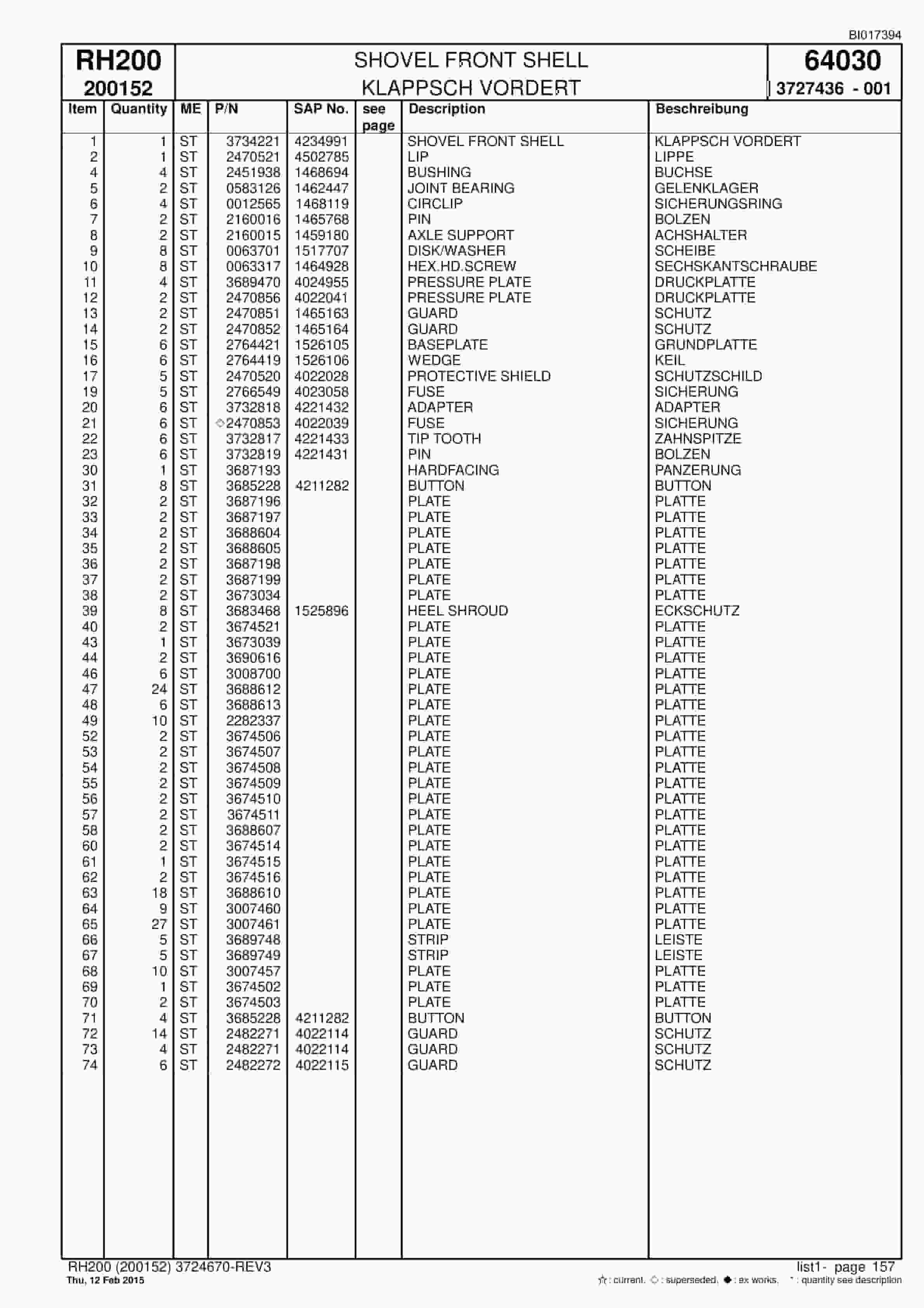 Caterpillar 6050 FS Hydraulic Shovel Spare Parts Manual BI017394-4