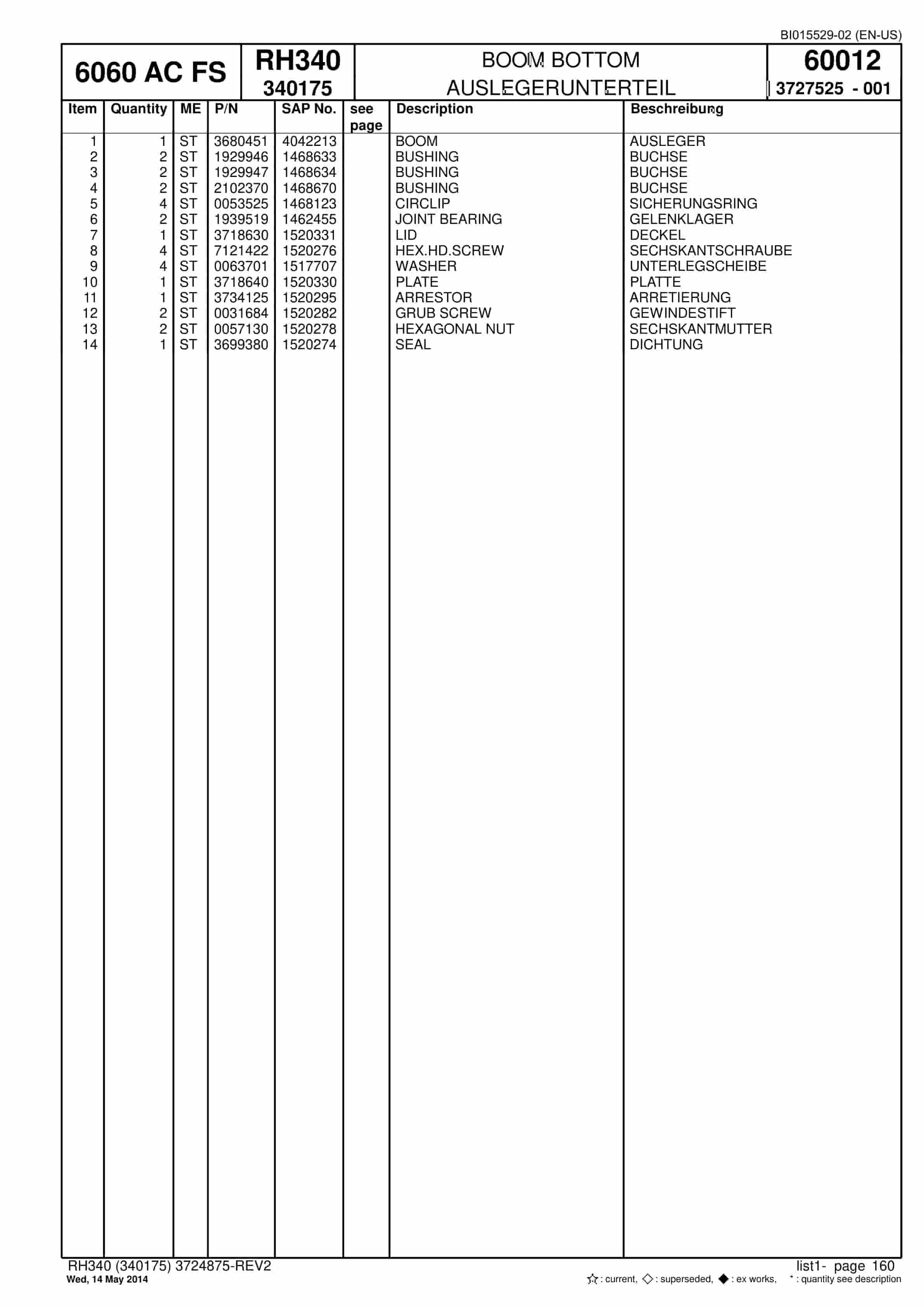 Caterpillar 6060 AC FS Hydraulic Shovel Spare Parts Manual BI015529-02-4