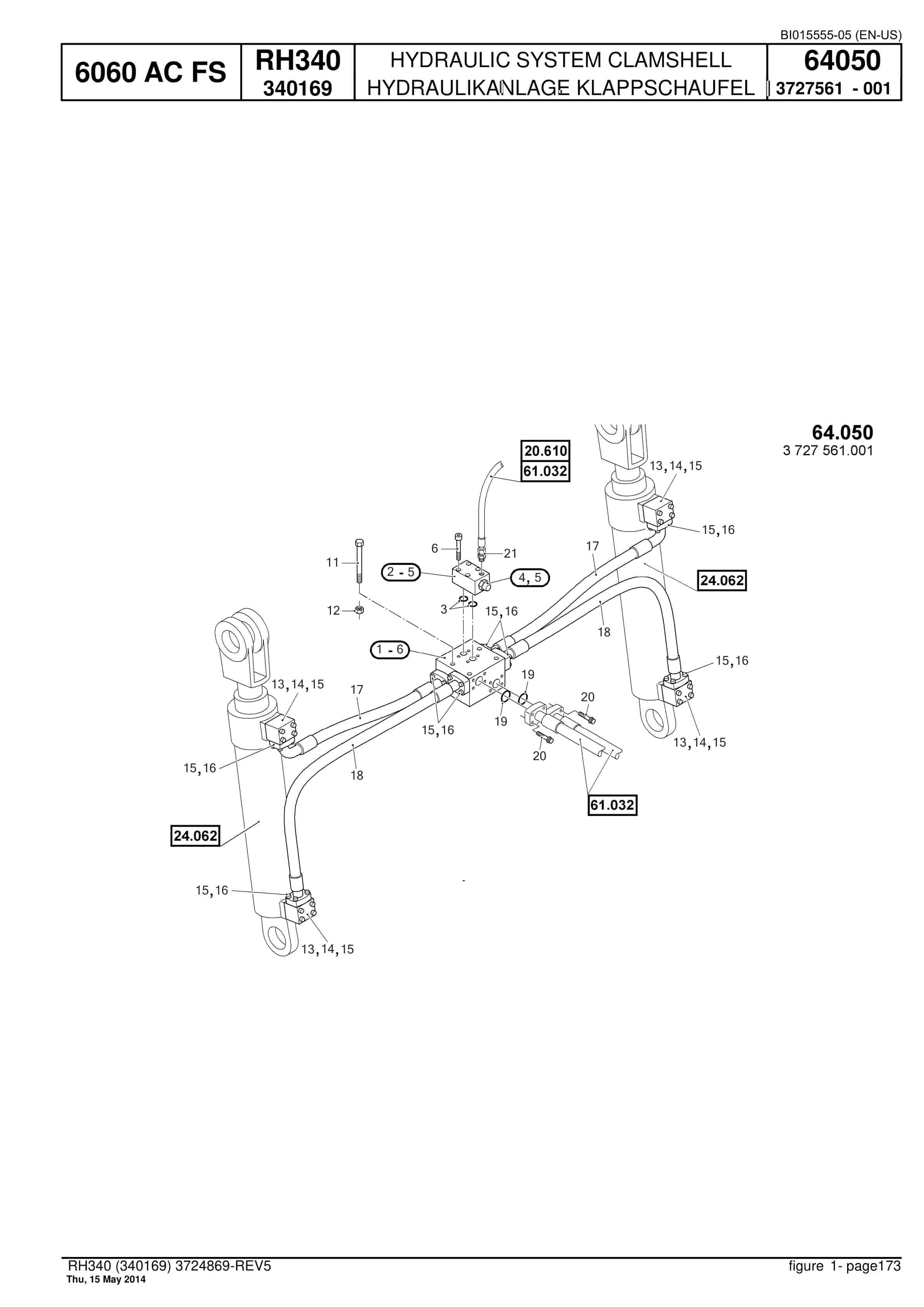 Caterpillar 6060 AC FS Hydraulic Shovel Spare Parts Manual BI015555-05-5