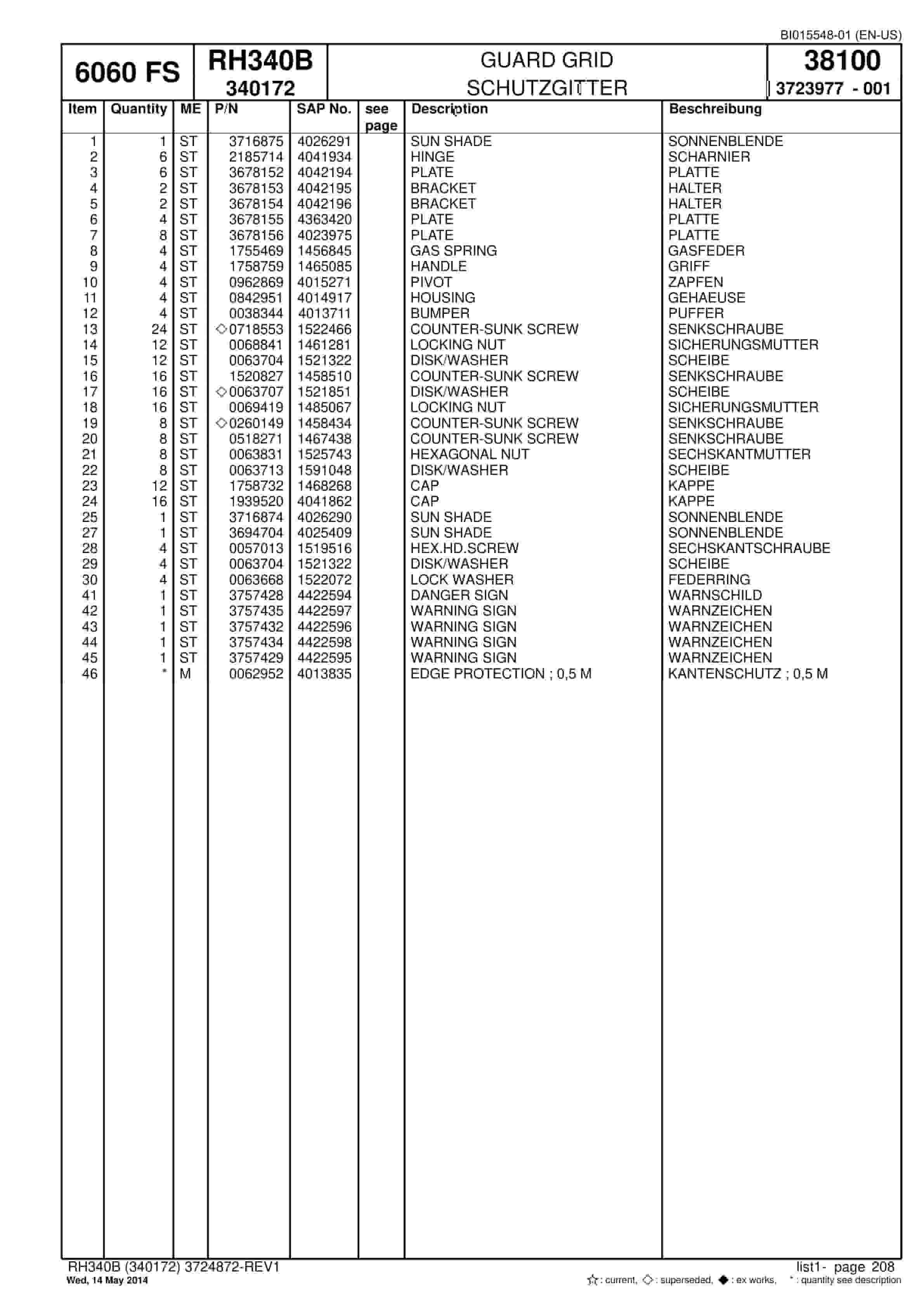 Caterpillar 6060 FS Hydraulic Shovel Spare Parts Manual BI015548-01-4