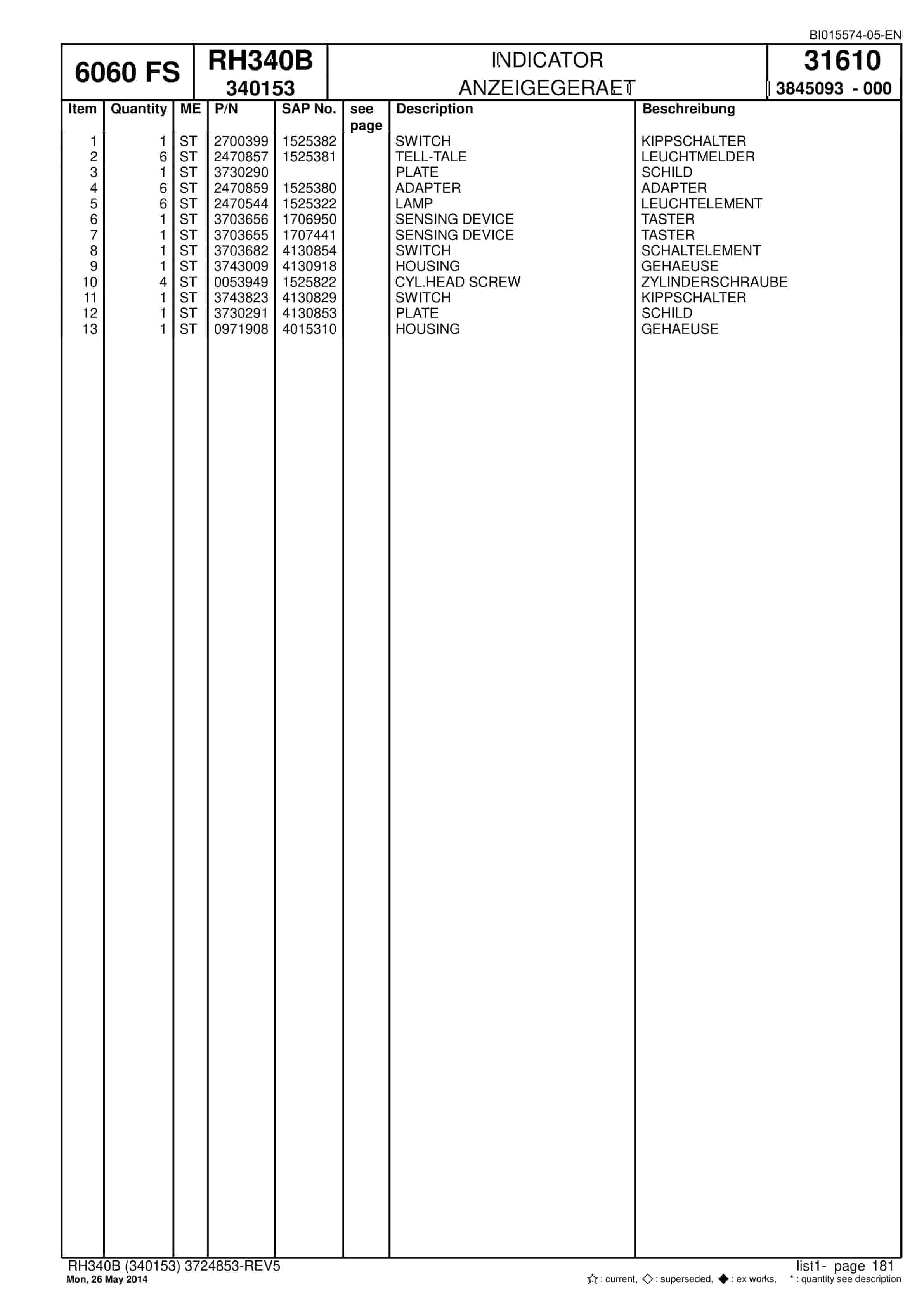 Caterpillar 6060 FS Hydraulic Shovel Spare Parts Manual BI015574-05-EN-3