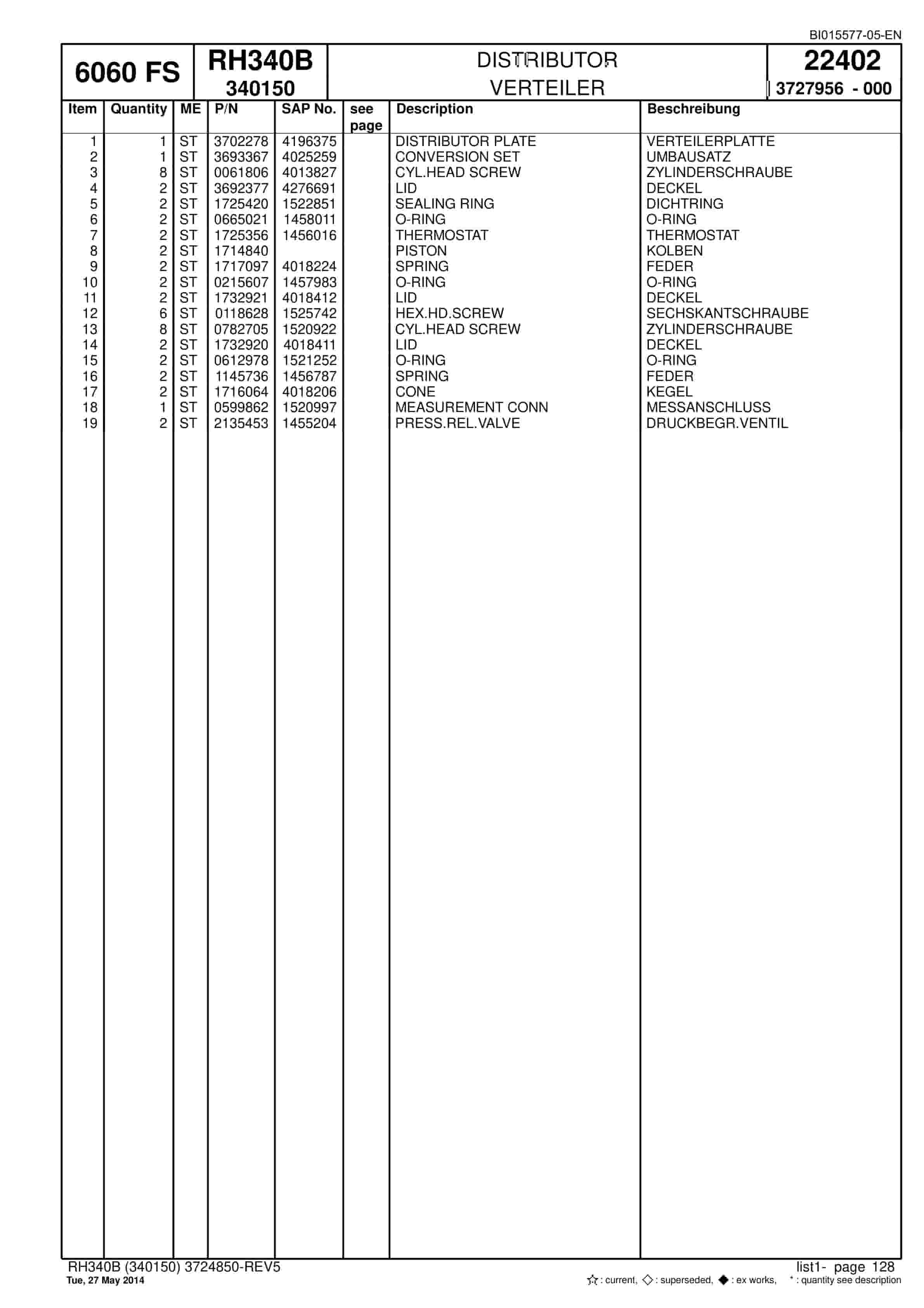 Caterpillar 6060 FS Hydraulic Shovel Spare Parts Manual BI015577-05-EN-2