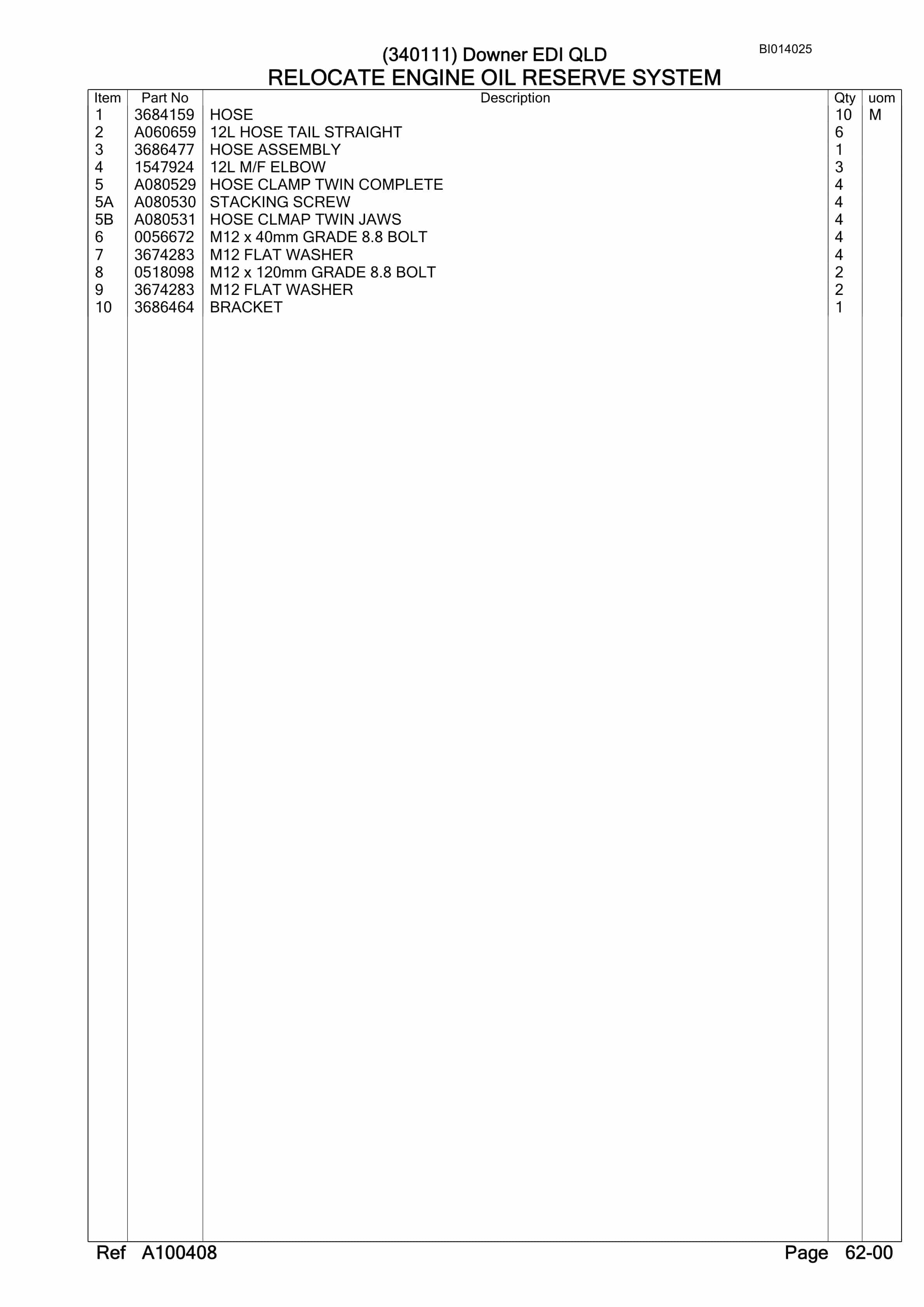 Caterpillar 6060 Hydraulic Shovel Australian Options - Parts Manual BI014025-5
