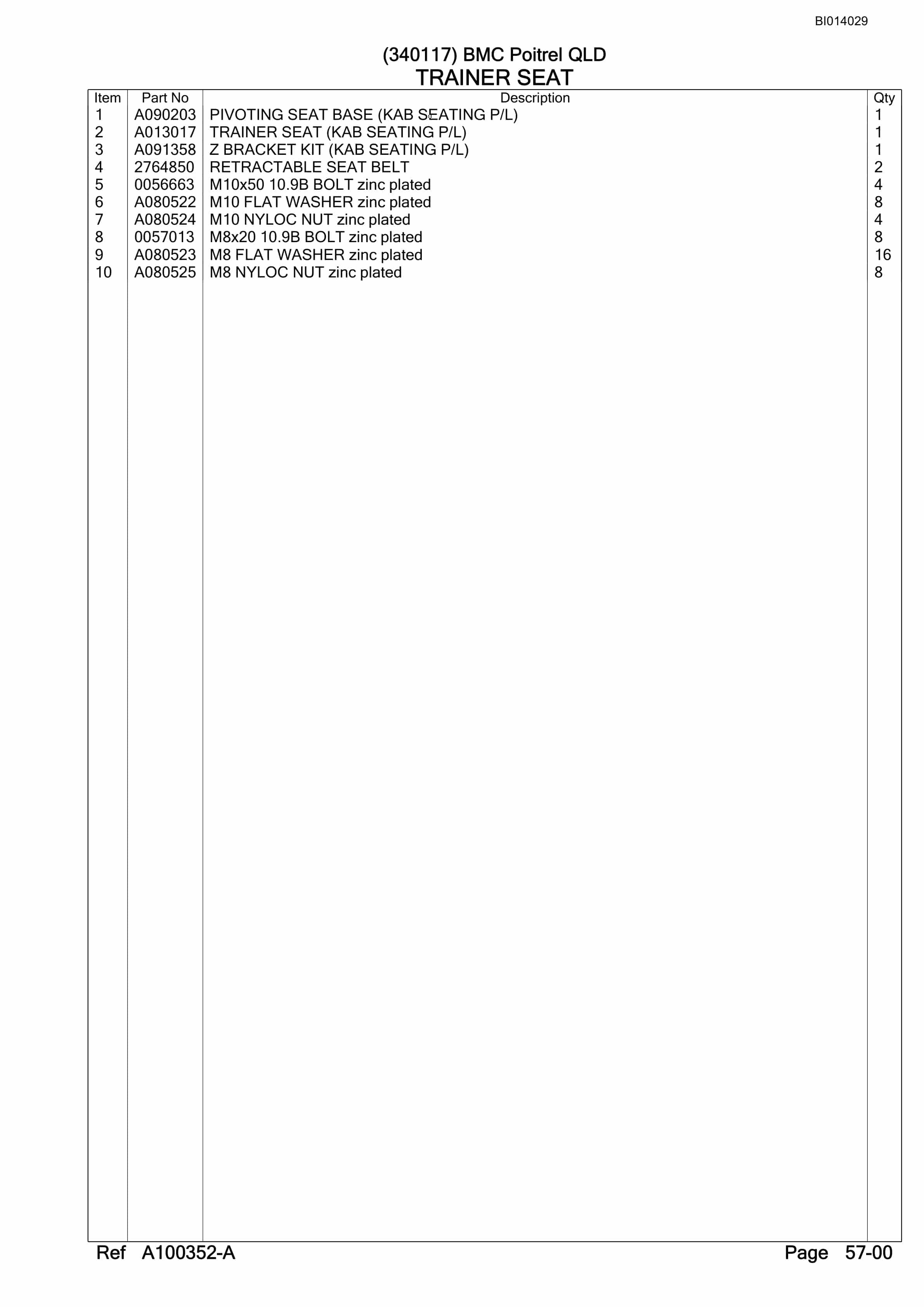 Caterpillar 6060 Hydraulic Shovel Australian Options - Parts Manual BI014029-5