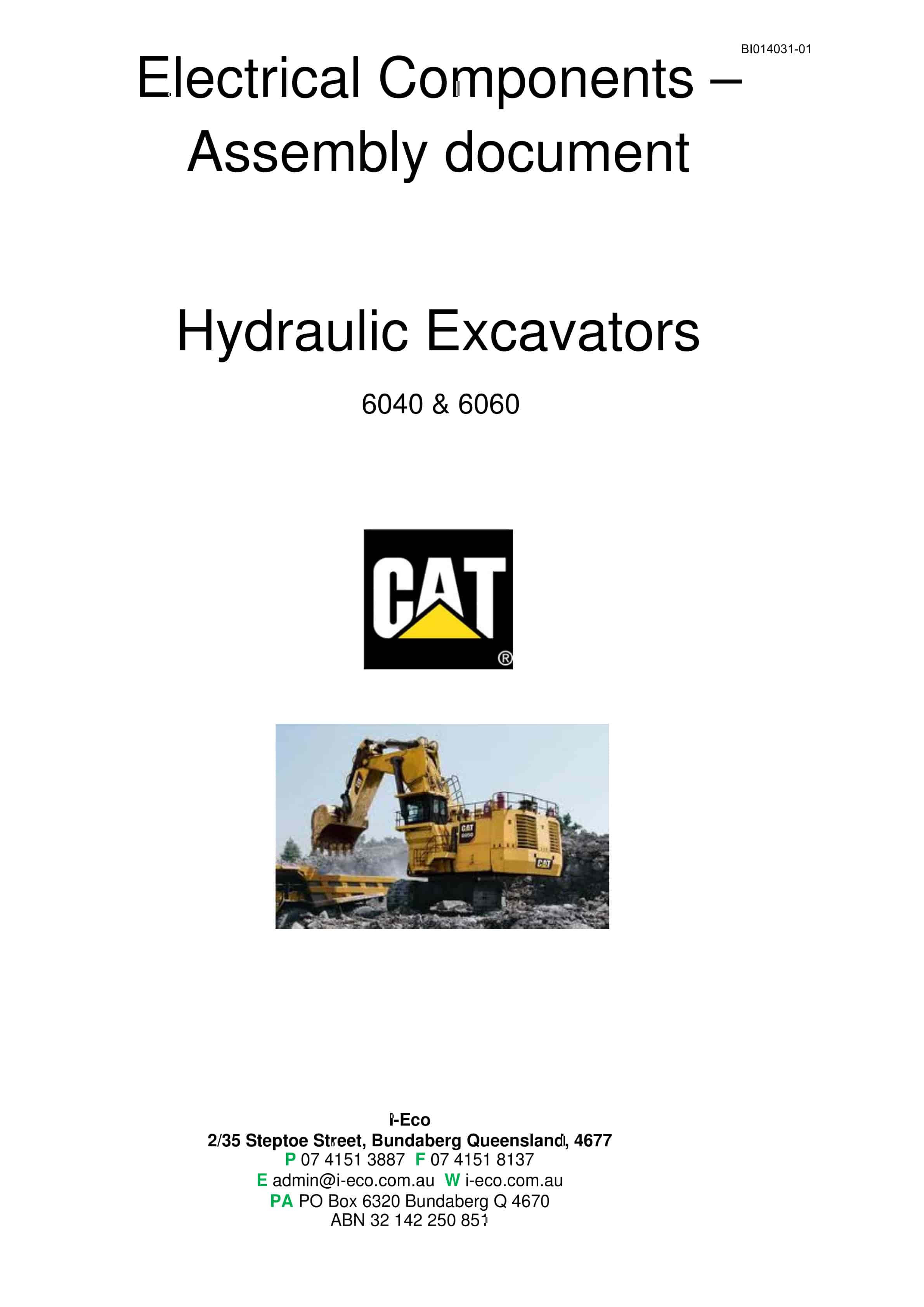 Caterpillar 6060 Hydraulic Shovel Australian Options - Parts Manual BI014031-01-5