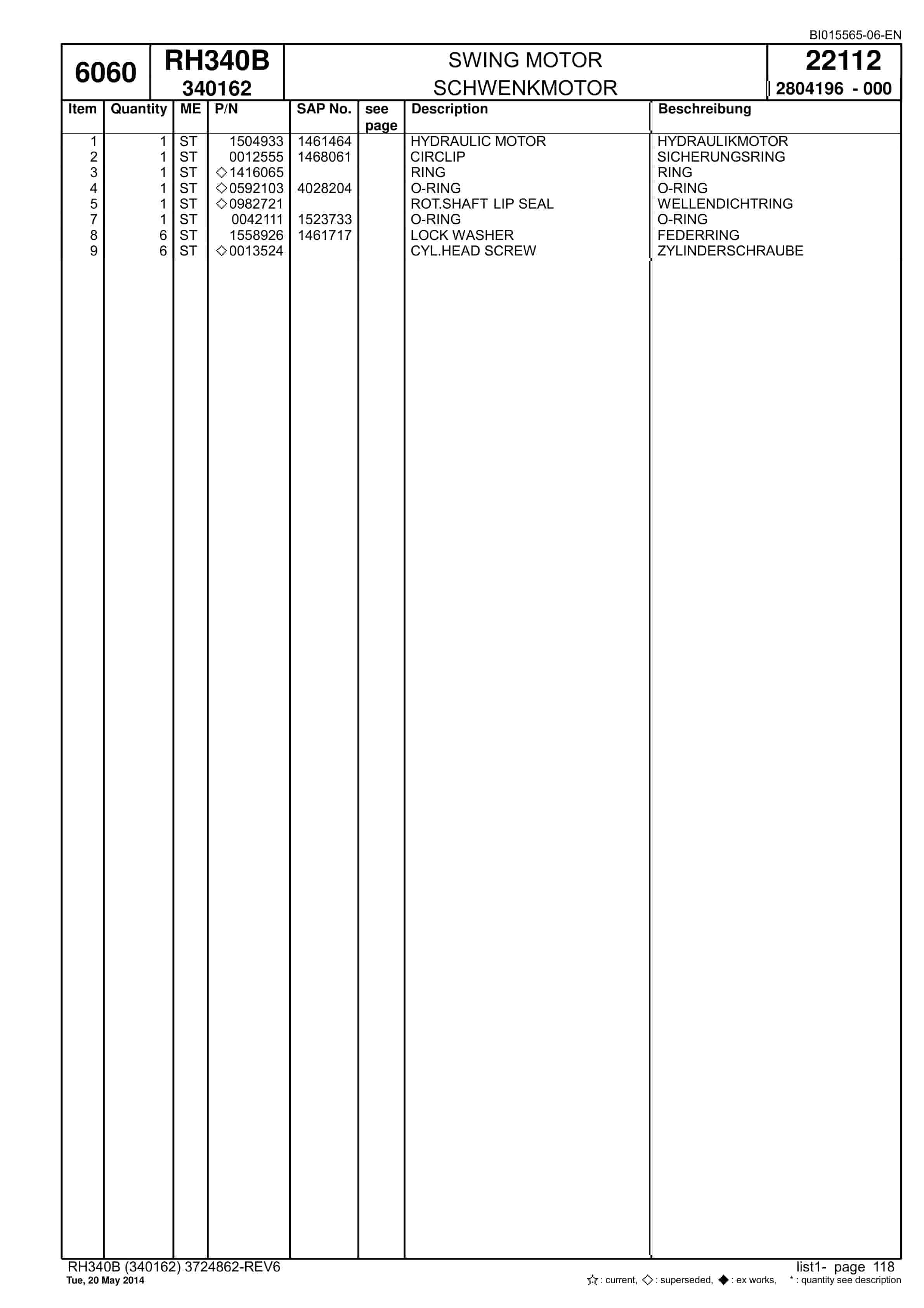 Caterpillar 6060 Hydraulic Shovel Spare Parts Manual BI015565-06-EN-2