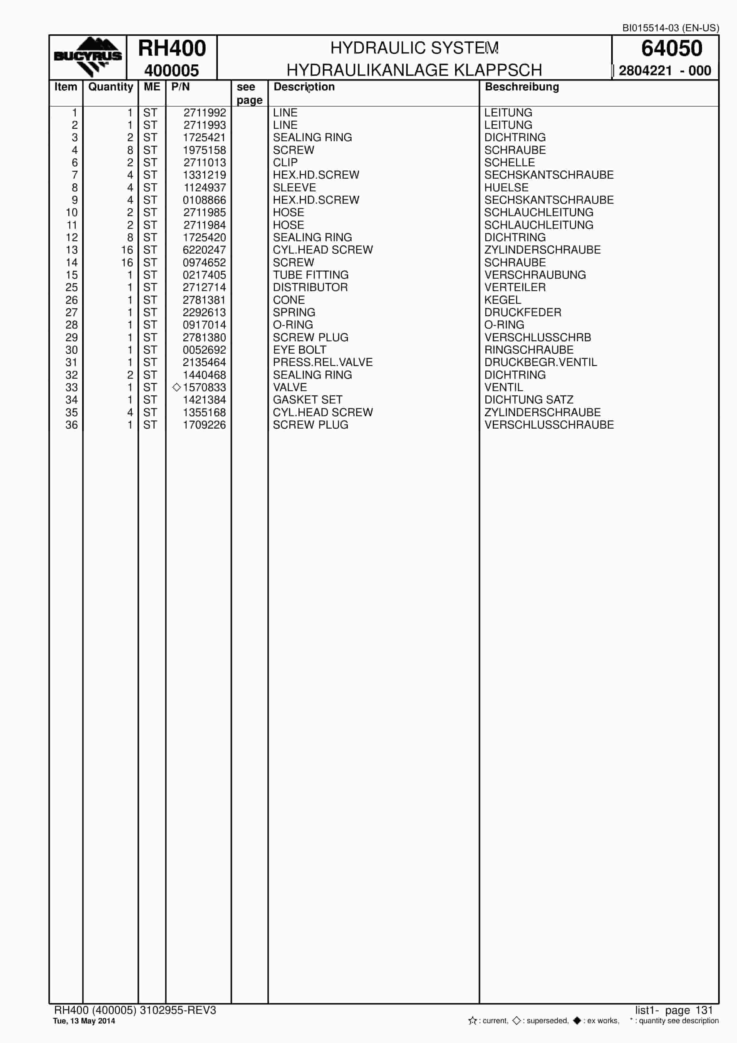 Caterpillar 6090 AC FS Hydraulic Shovel Spare Parts Manual BI015514-03-4
