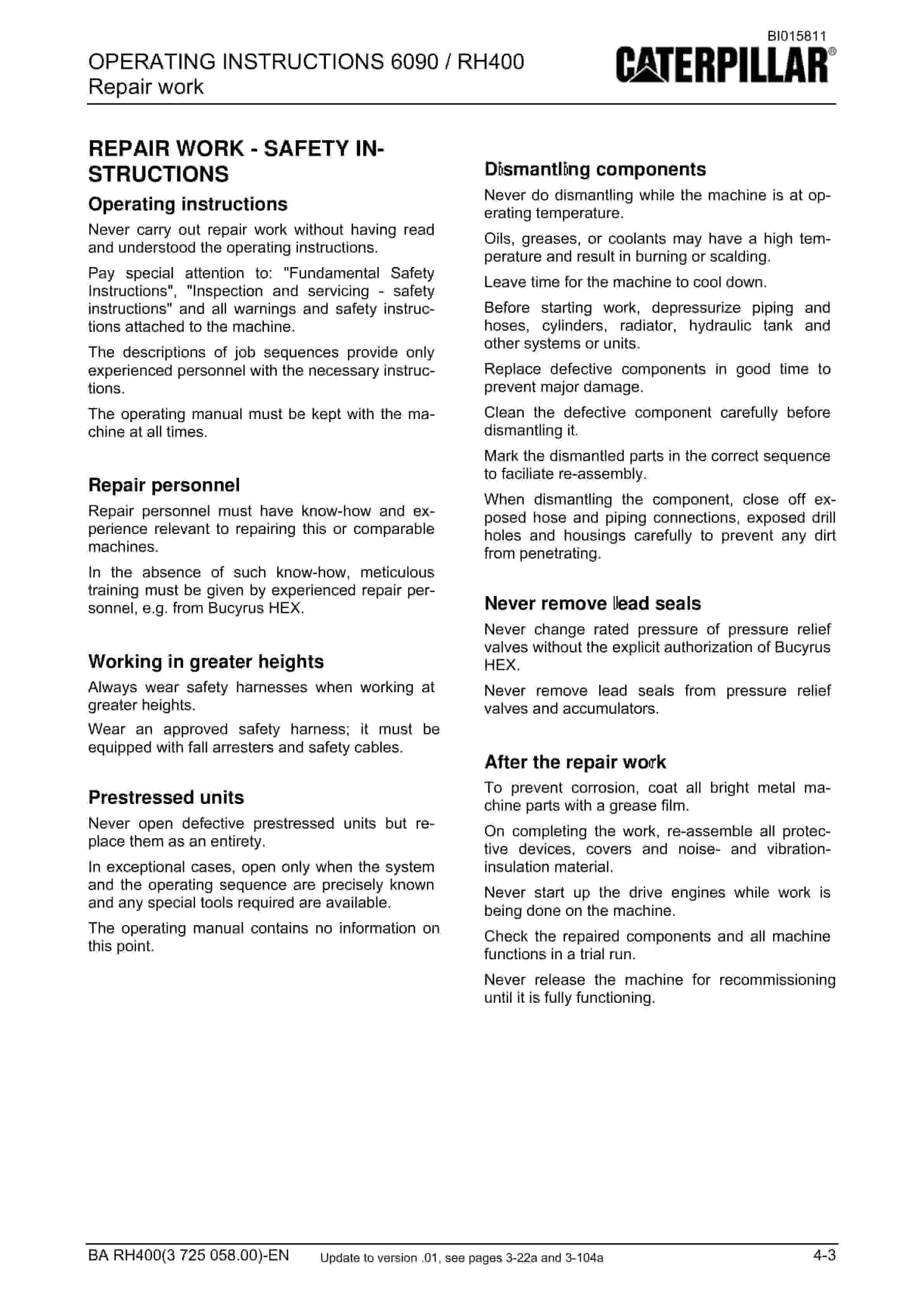 Caterpillar 6090 FS Hydraulic Shovel Operation And Maintenance Manual BI015811 5 Caterpillar 6090 FS Hydraulic Shovel Operation And Maintenance Manual BI015811 - Image 5