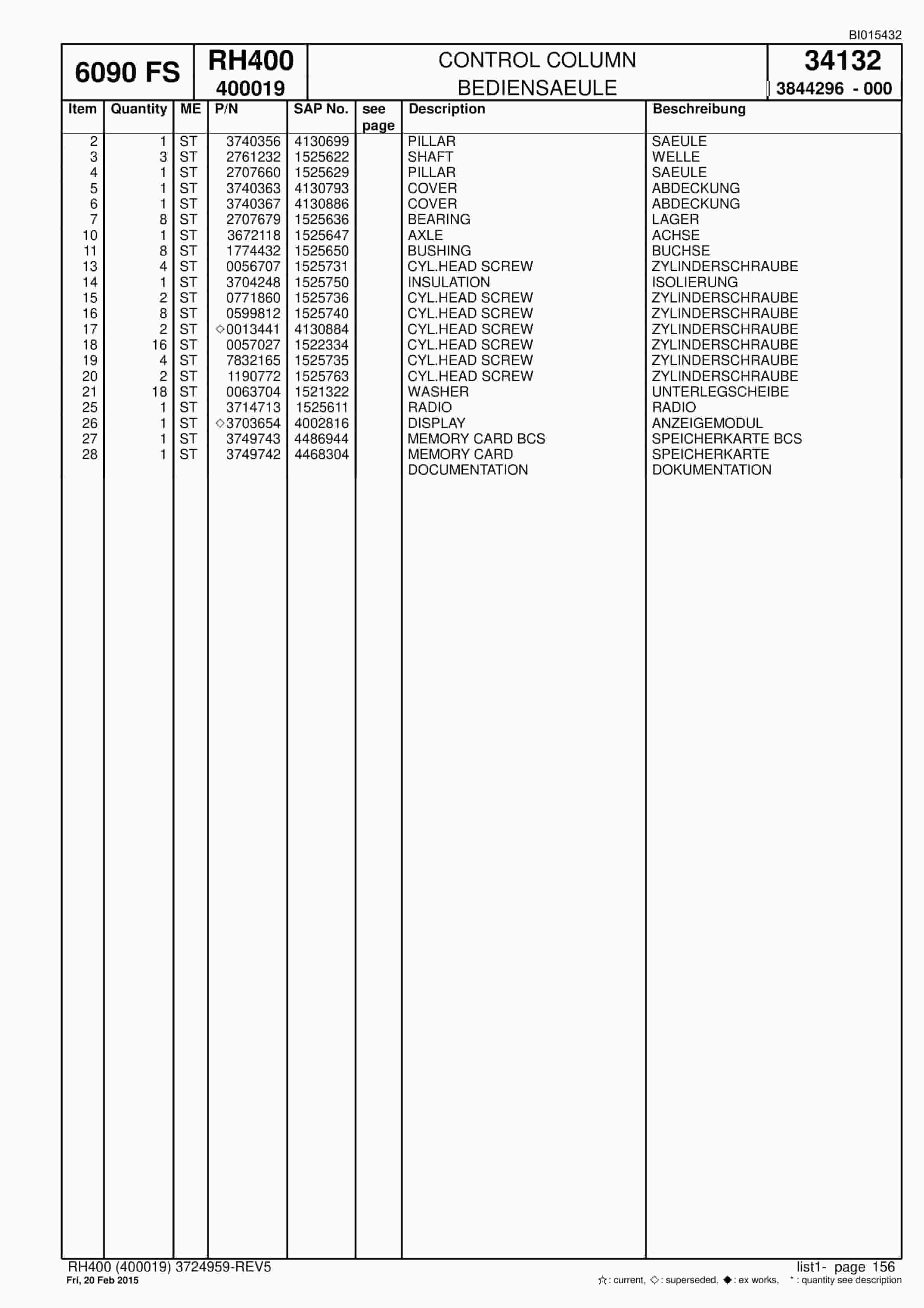 Caterpillar 6090 FS Hydraulic Shovel Spare Parts Manual BI015432-3