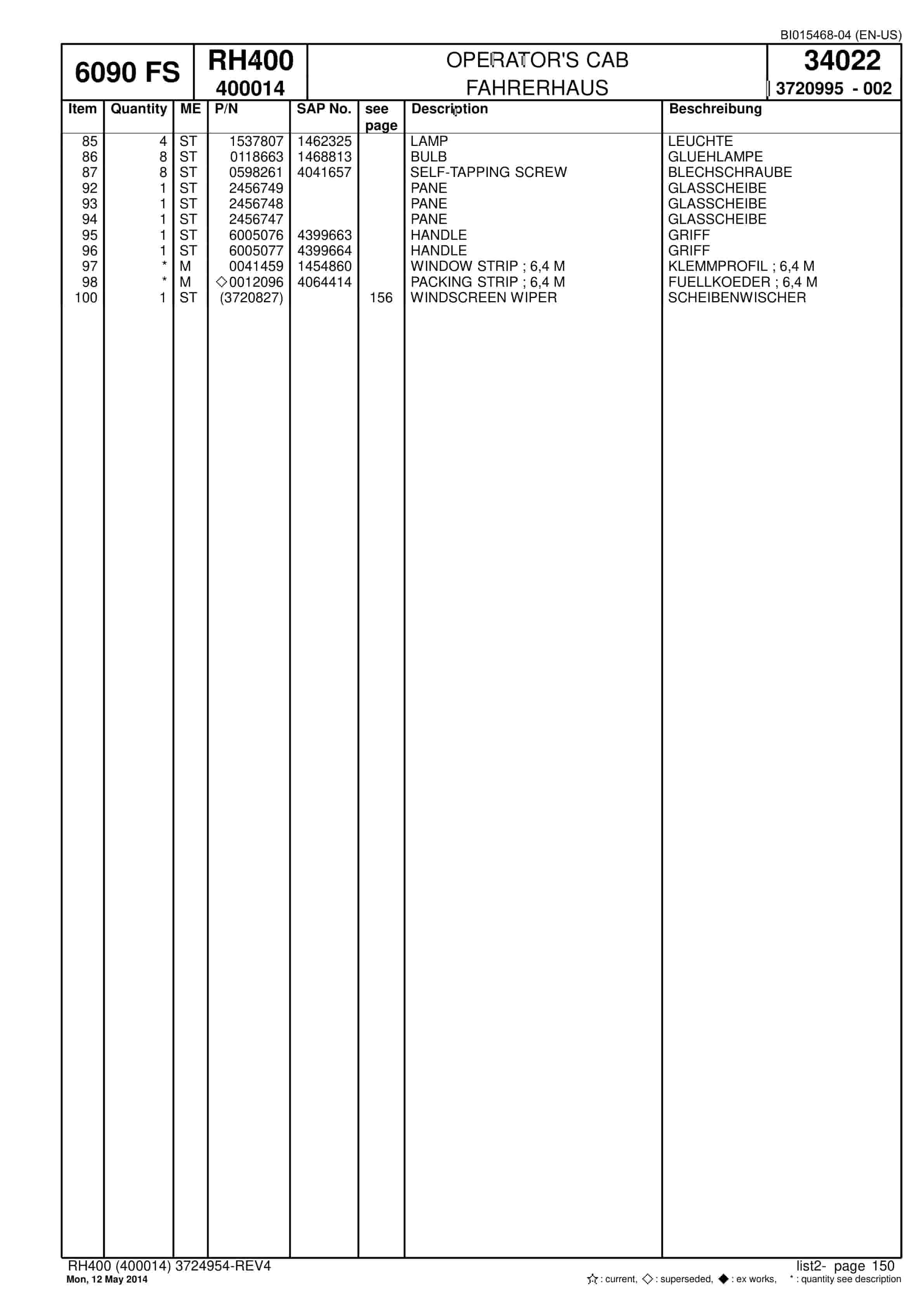 Caterpillar 6090 FS Hydraulic Shovel Spare Parts Manual BI015468-04-3