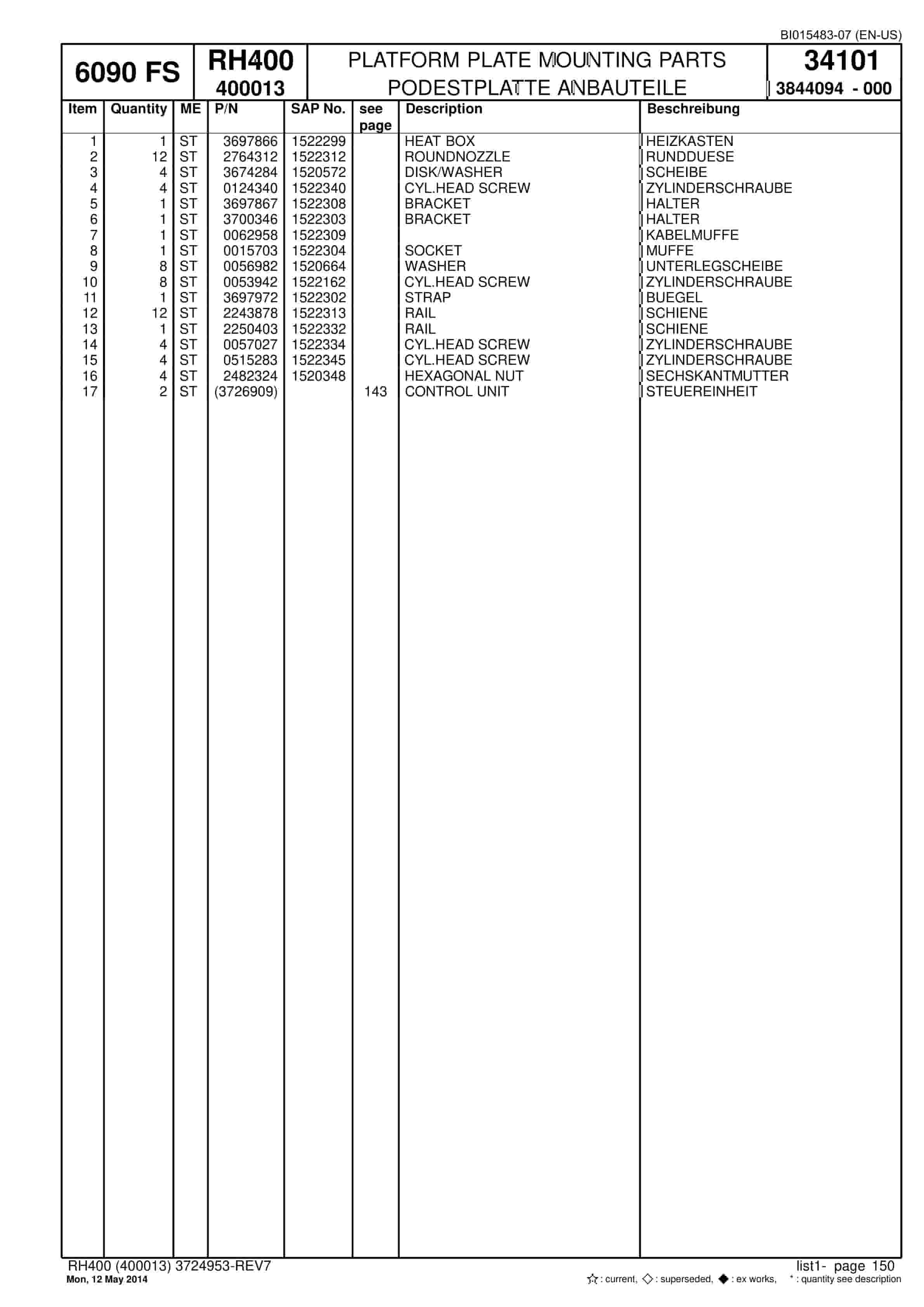 Caterpillar 6090 FS Hydraulic Shovel Spare Parts Manual BI015483-07-3