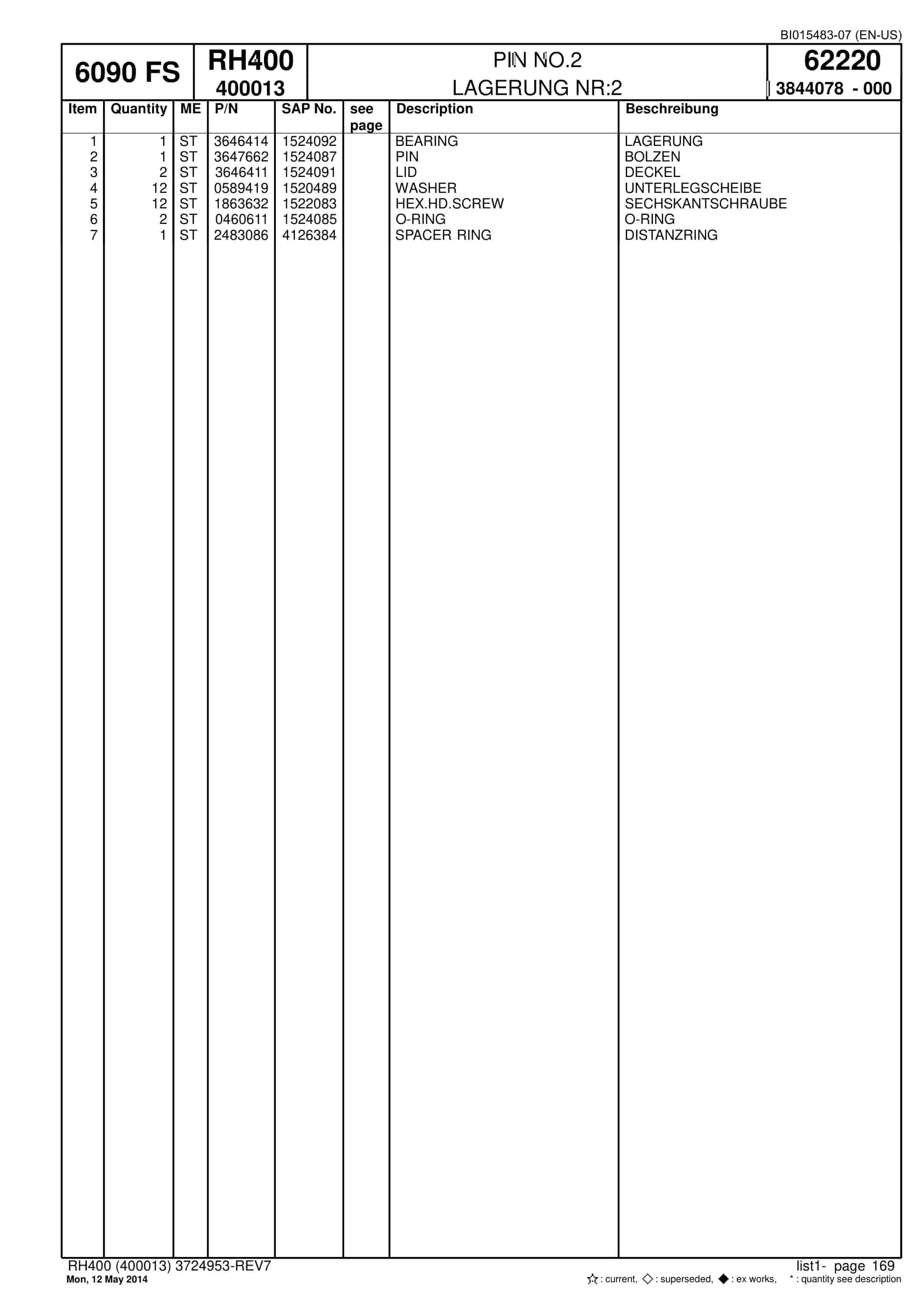 Caterpillar 6090 FS Hydraulic Shovel Spare Parts Manual BI015483-07-4
