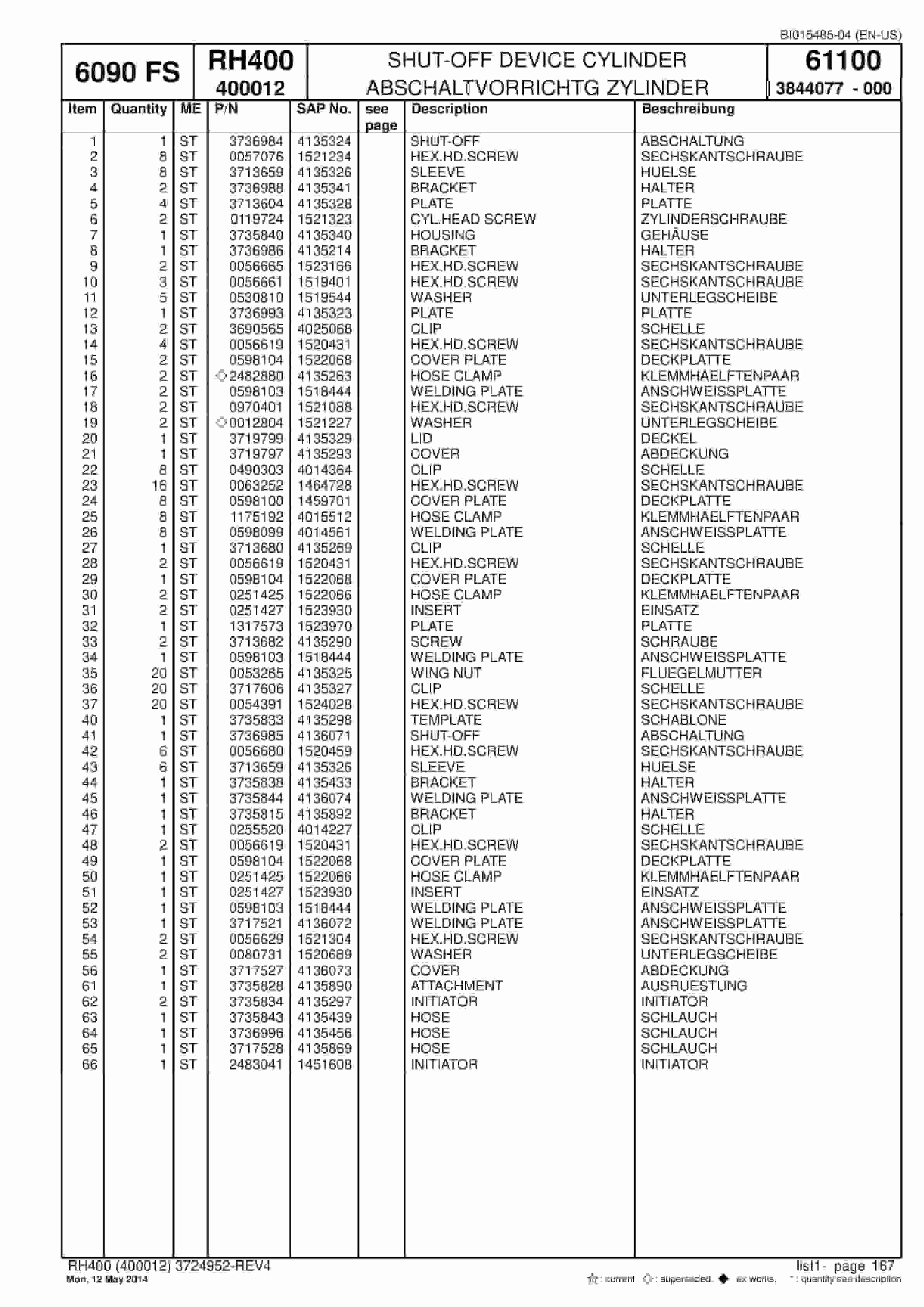 Caterpillar 6090 FS Hydraulic Shovel Spare Parts Manual BI015485-04-4