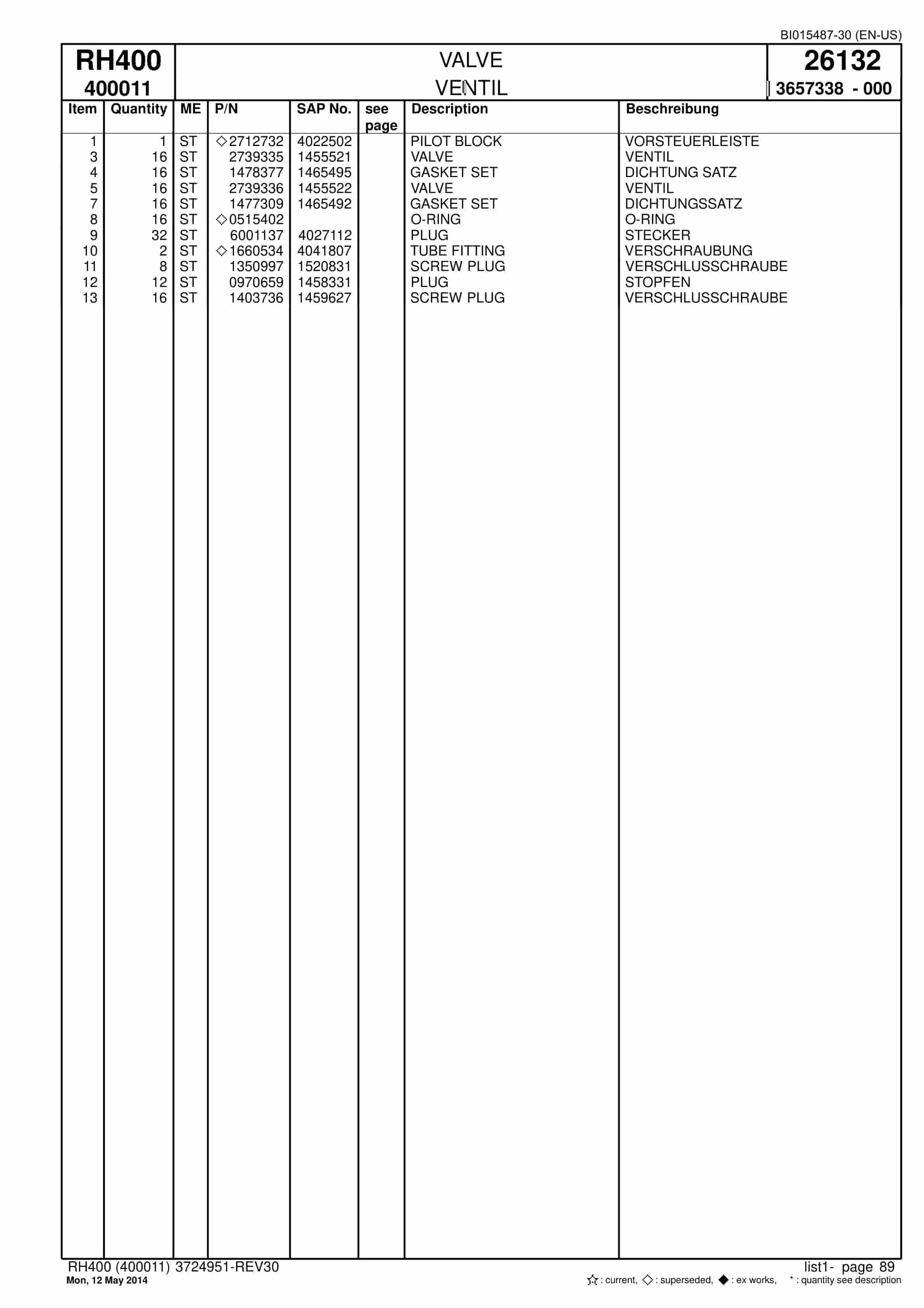 Caterpillar 6090 FS Hydraulic Shovel Spare Parts Manual BI015487-30-2