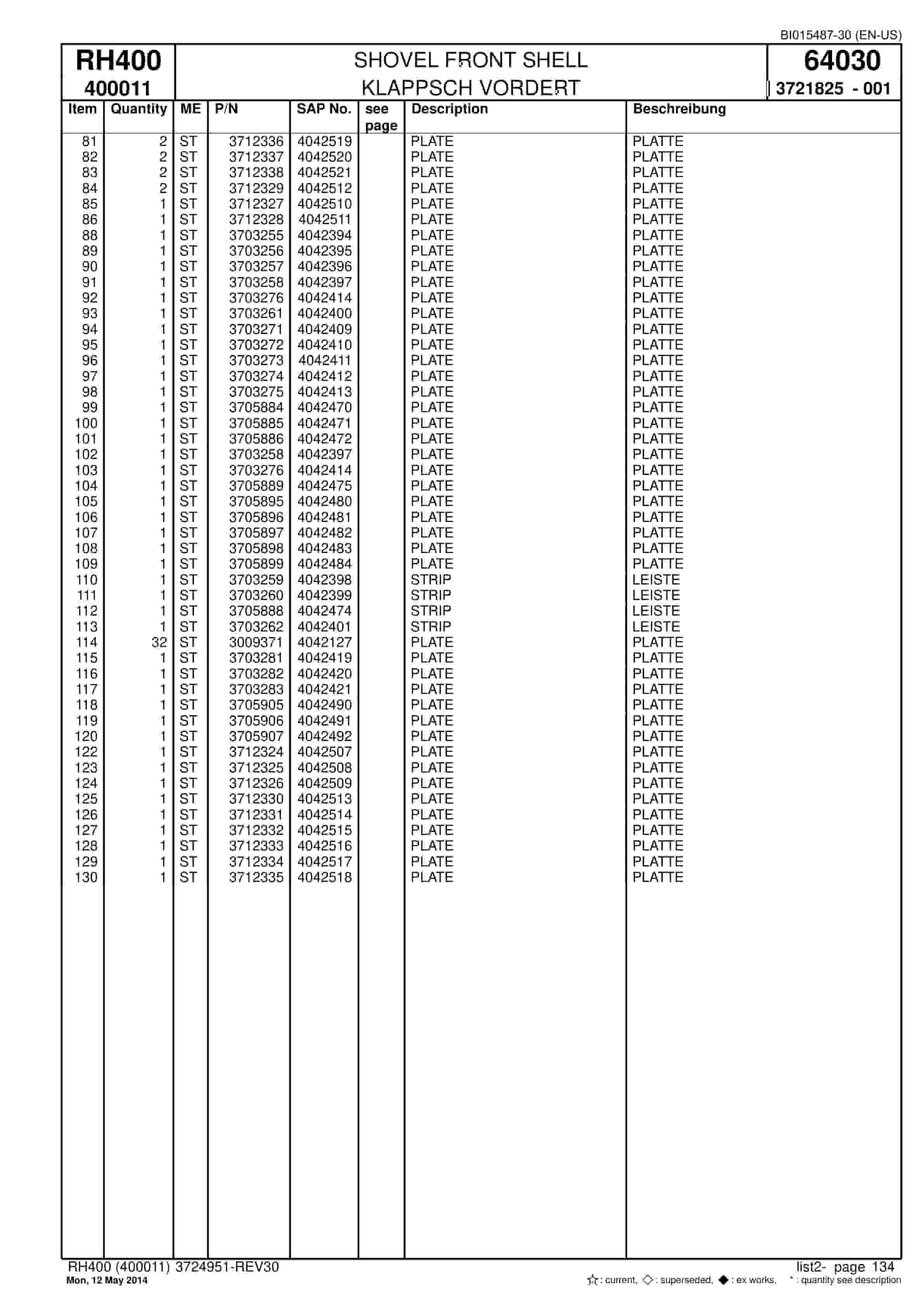Caterpillar 6090 FS Hydraulic Shovel Spare Parts Manual BI015487-30-4
