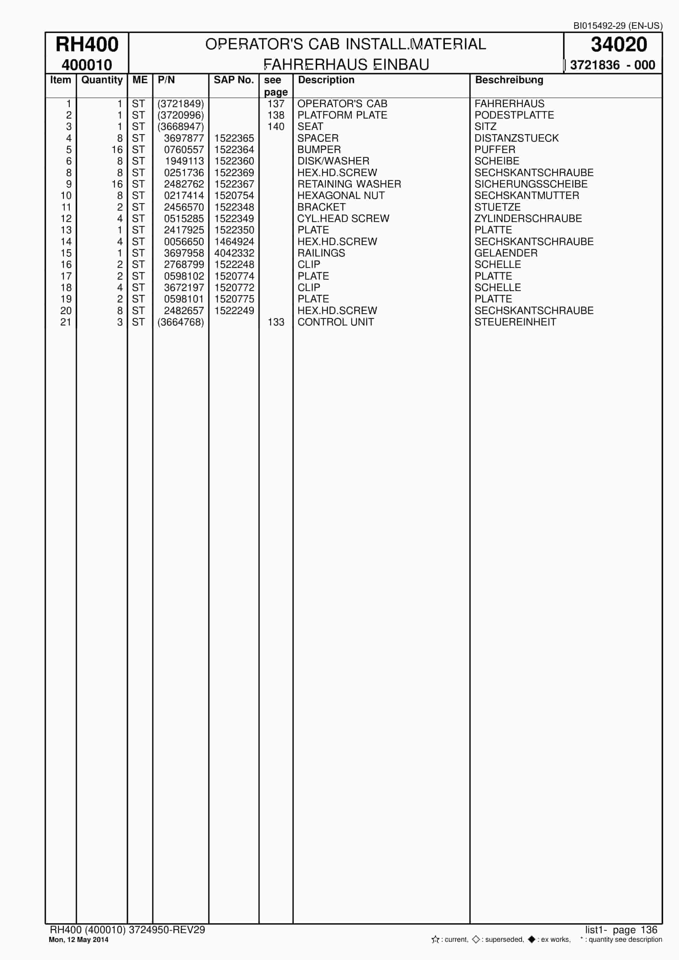 Caterpillar 6090 FS Hydraulic Shovel Spare Parts Manual BI015492-29-3