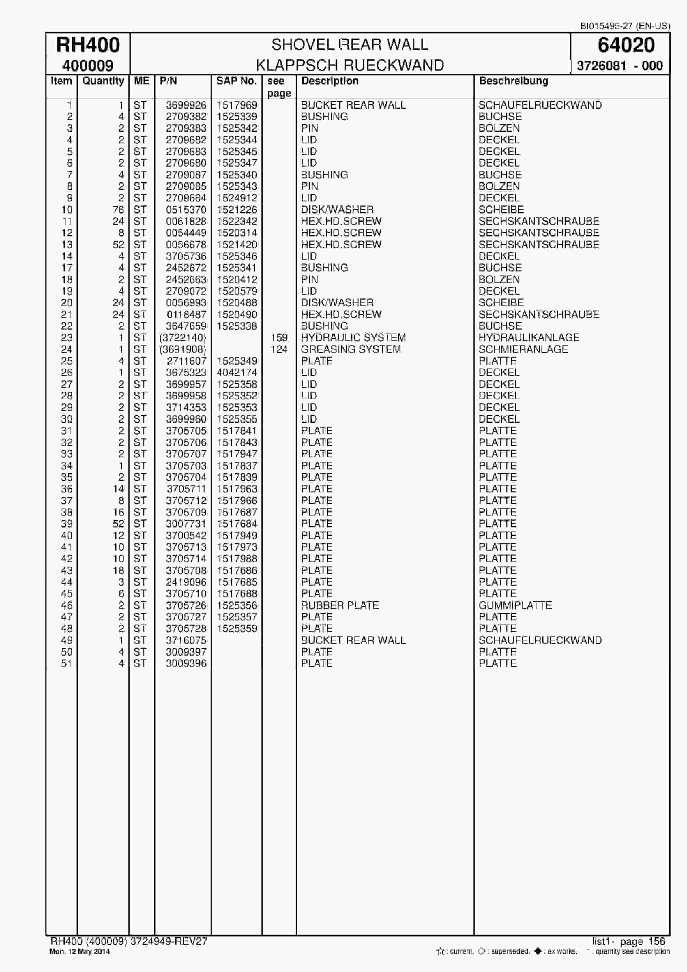 Caterpillar 6090 FS Hydraulic Shovel Spare Parts Manual BI015495-27-4