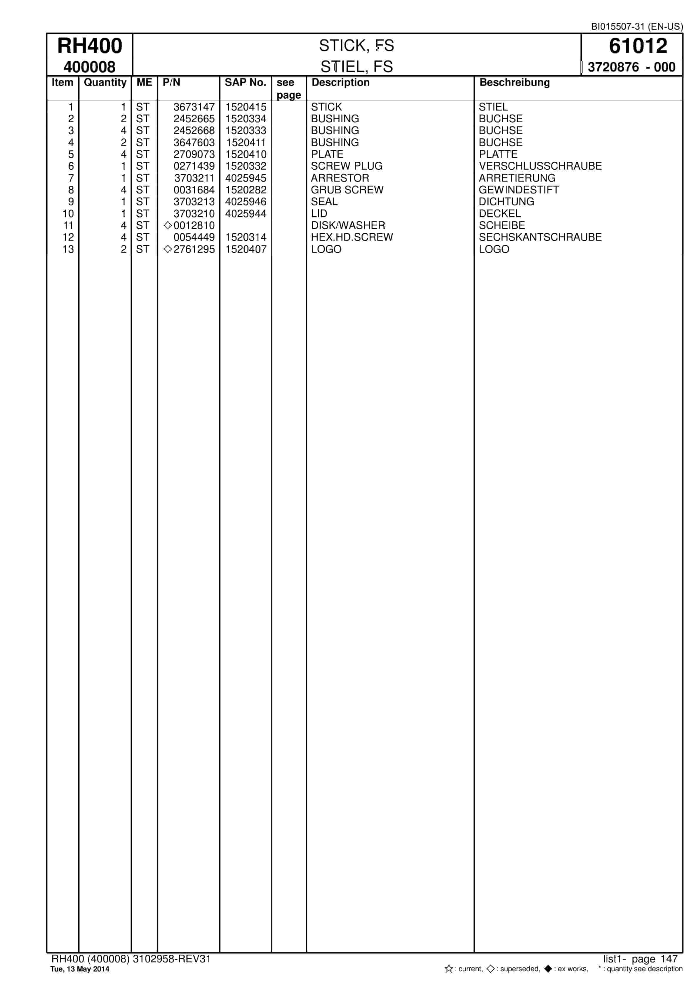 Caterpillar 6090 FS Hydraulic Shovel Spare Parts Manual BI015507-31-4